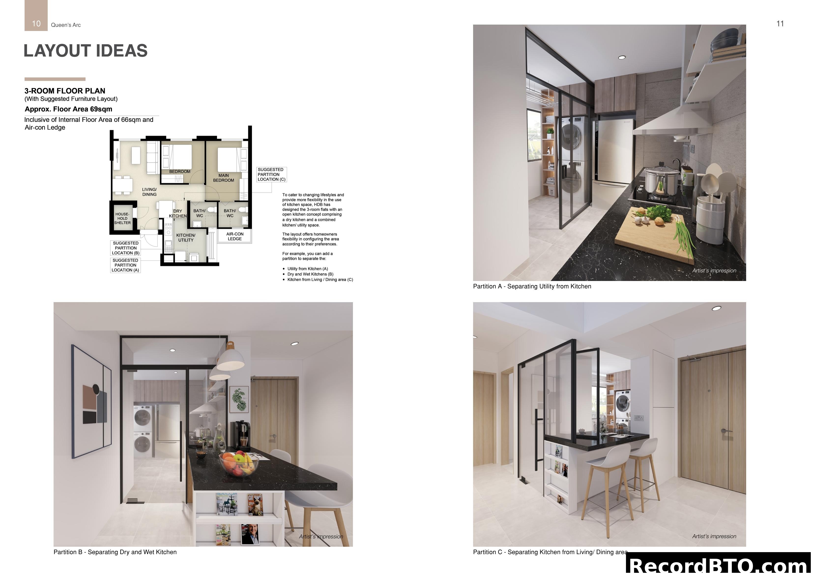 3-ROOM FLOOR PLAN LAYOUT IDEAS