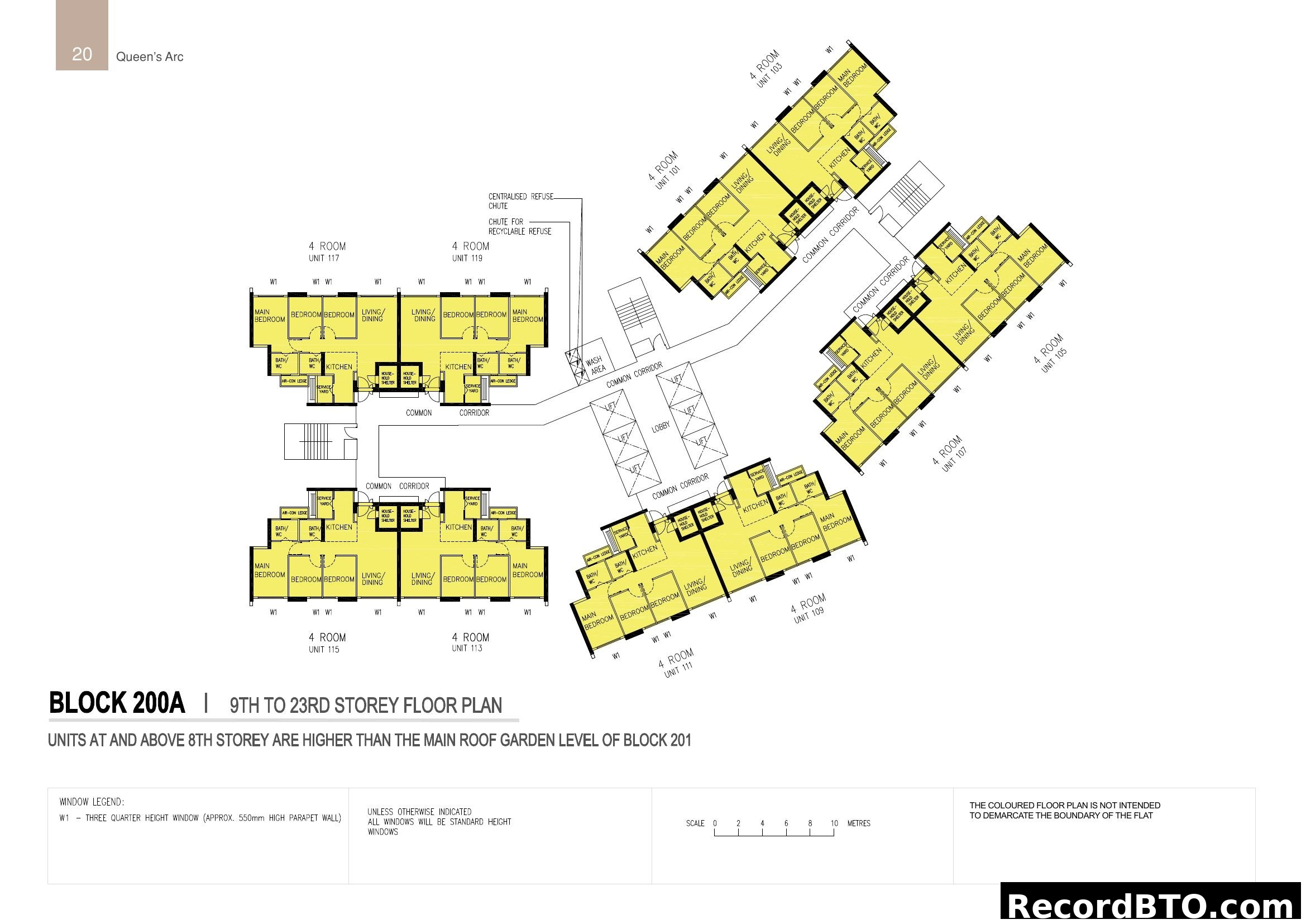 Queen's Arc Block 200A 9th-23rd Storey Floor Plan