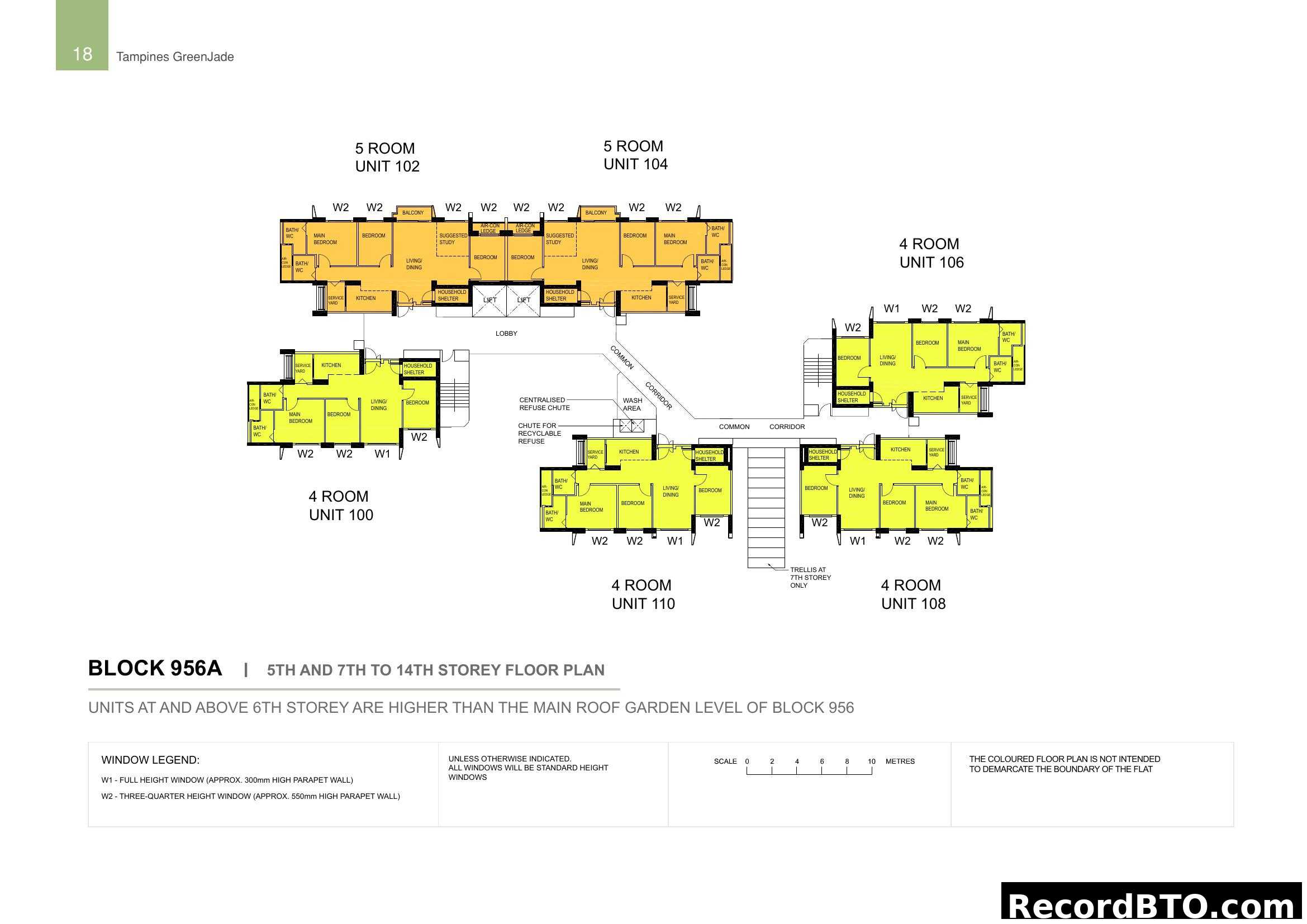 Tampines GreenJade Block 956A Floor Plan (5th, 7th-14th Storey)