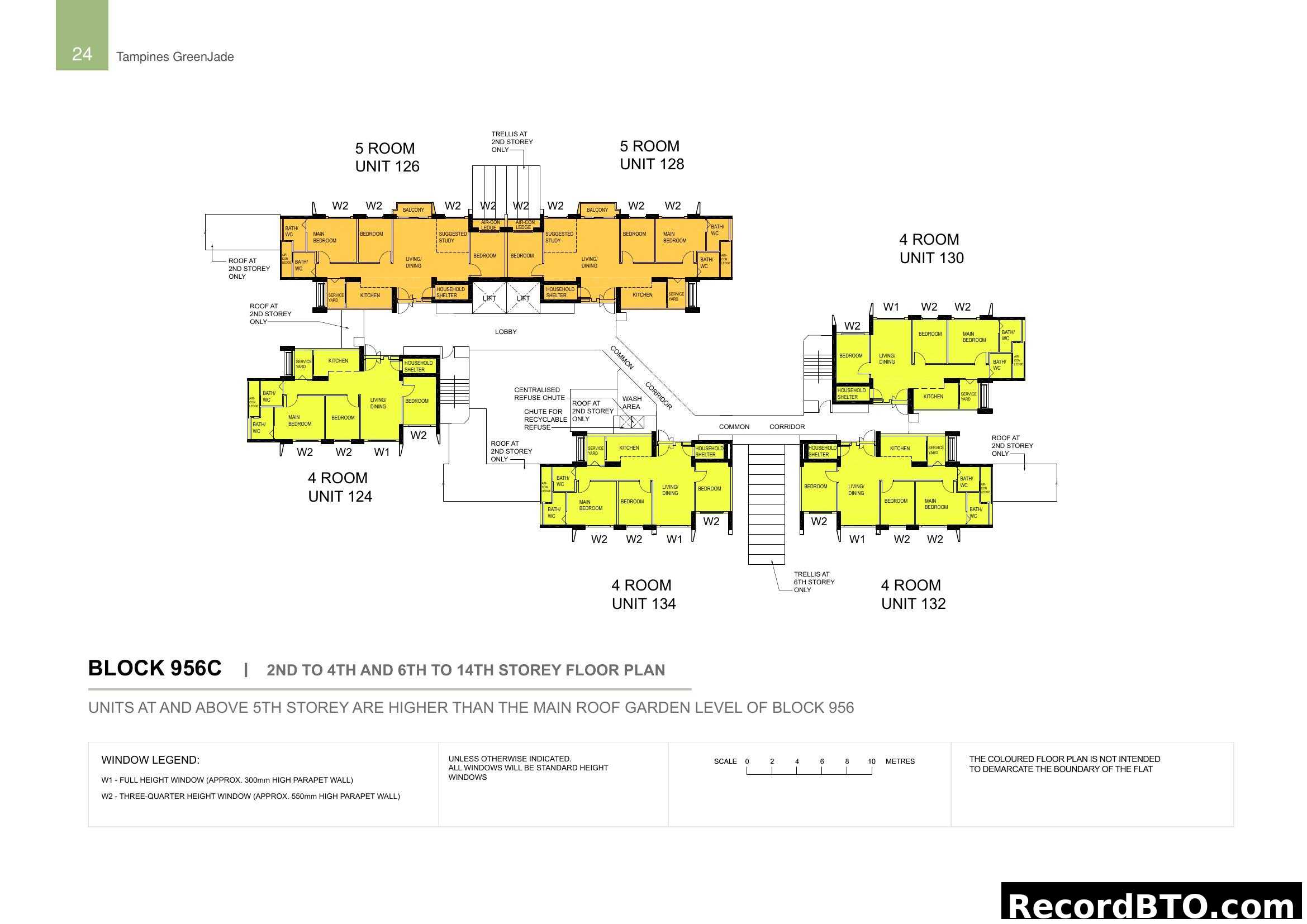 Tampines GreenJade Block 956C Floor Plan (2nd-14th Storeys)