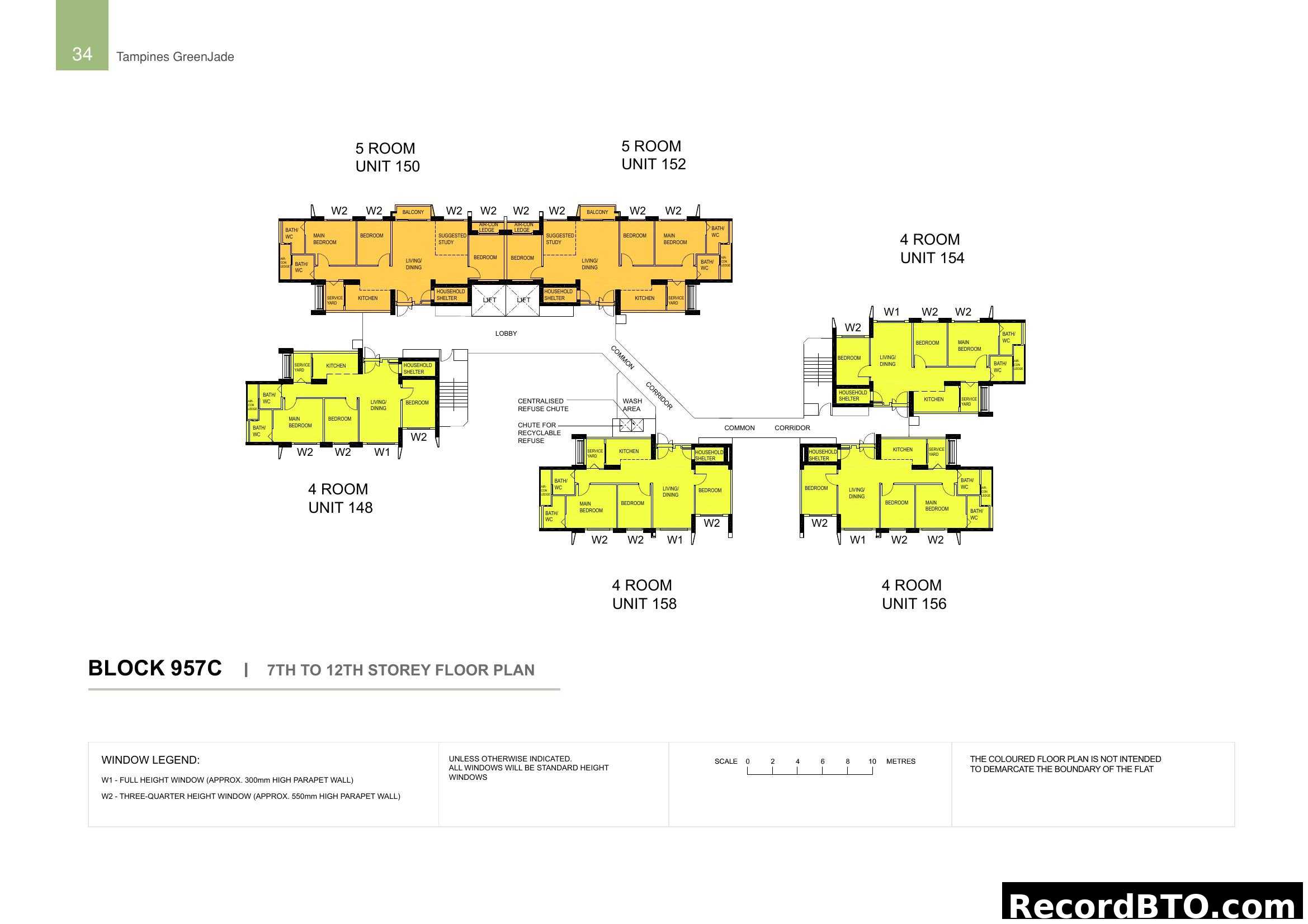 Tampines GreenJade Block 957C Floor Plan (7th-12th Storey)