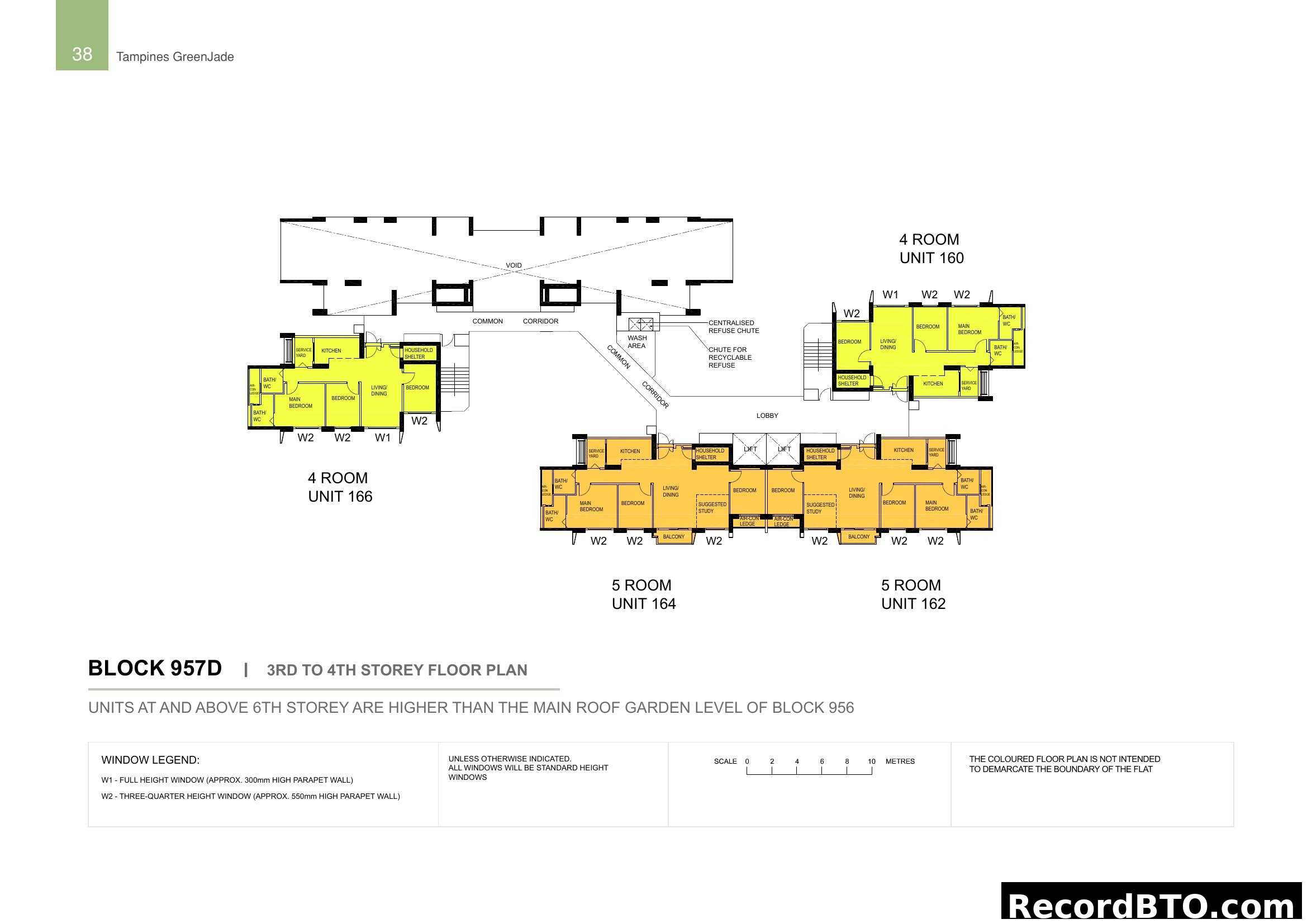 Tampines GreenJade Block 957D Floor Plan (3rd-4th Storey)