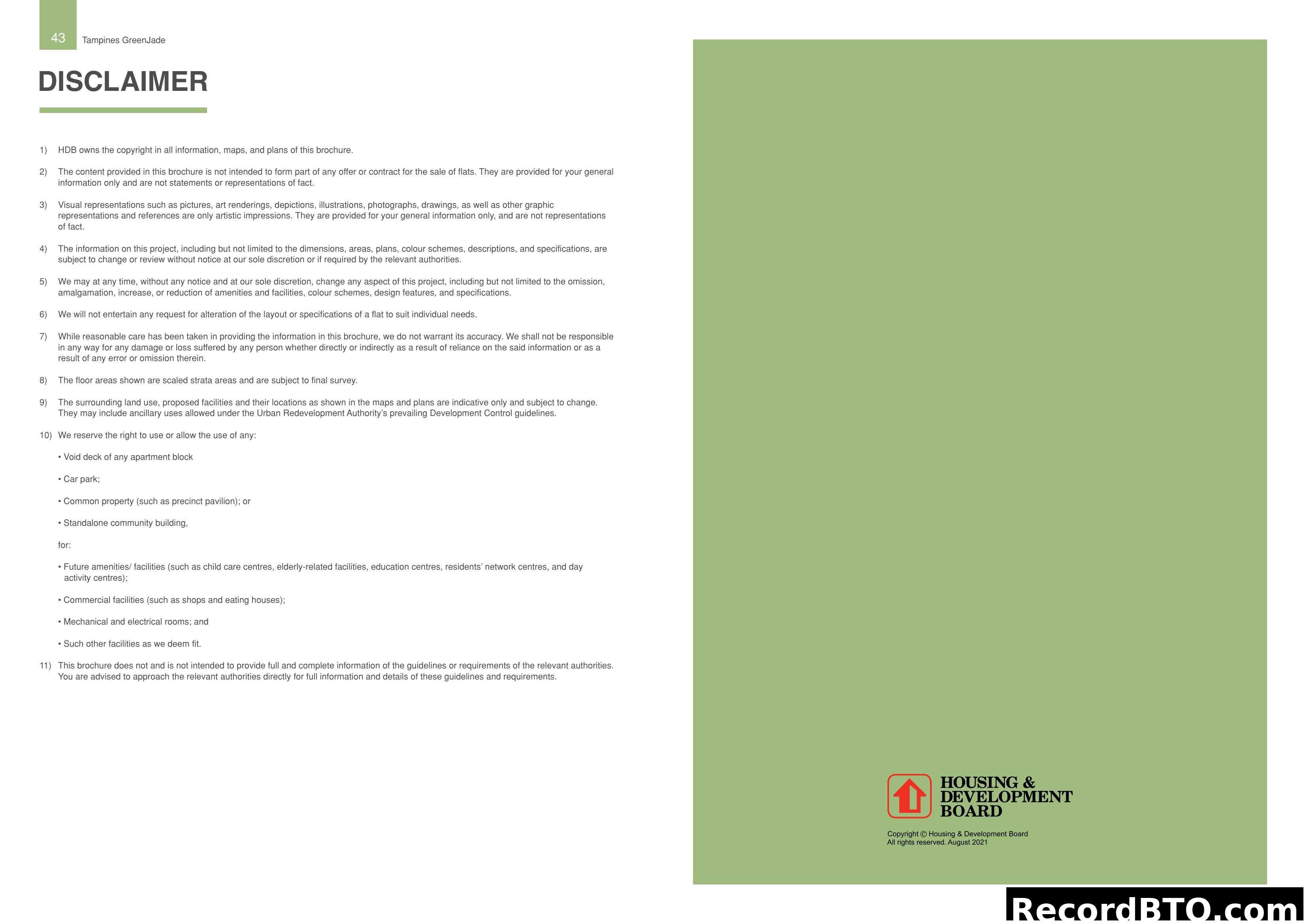 Disclaimer - Tampines GreenJade