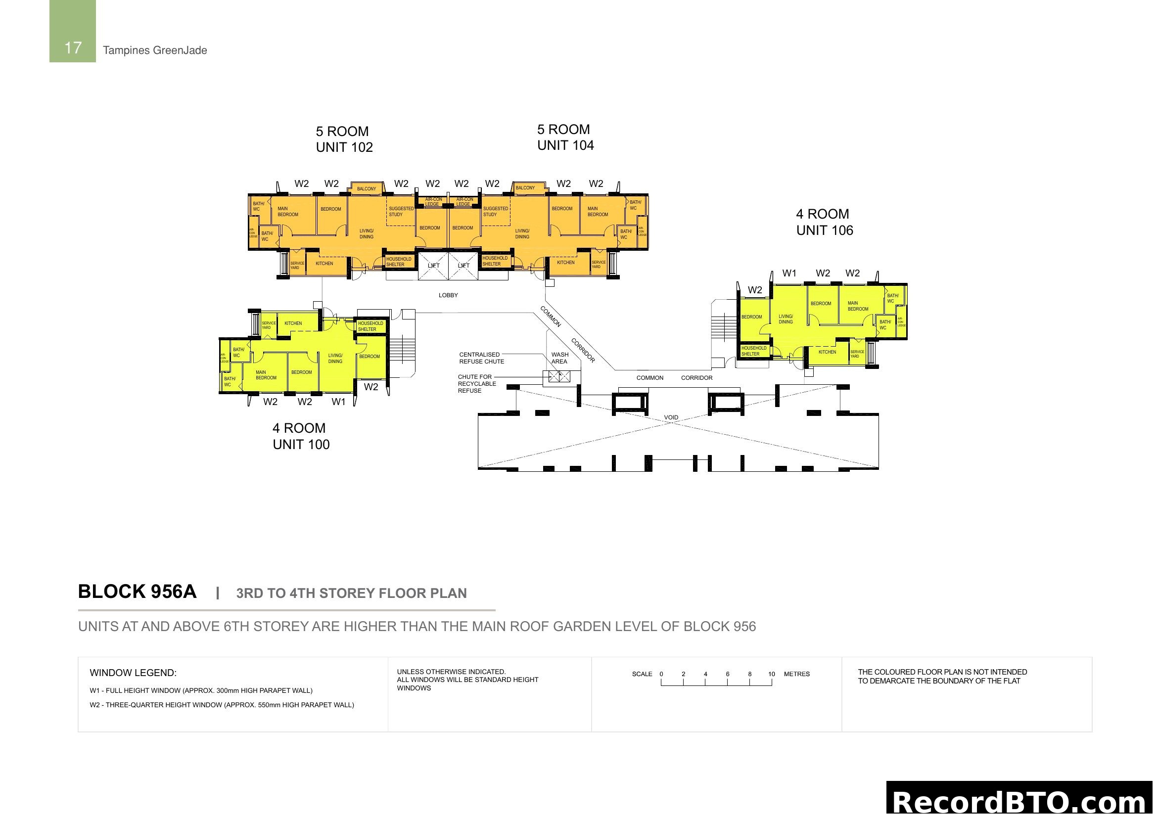 Block 956A Floor Plan for 3rd to 4th Storey