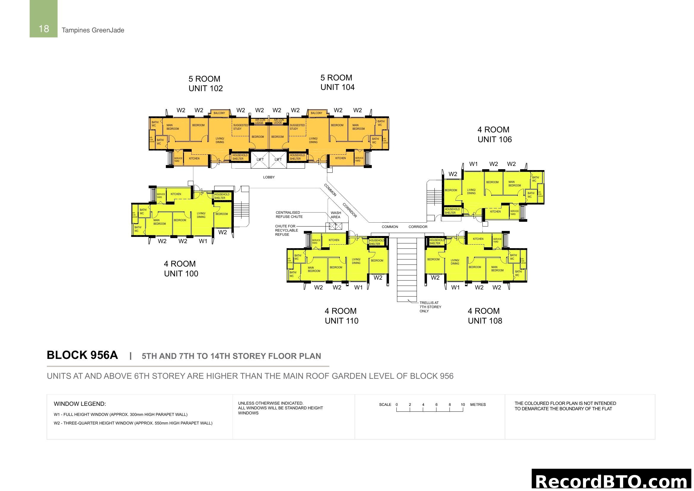 Tampines GreenJade Block 956A Floor Plan (5th, 7th-14th Storey)