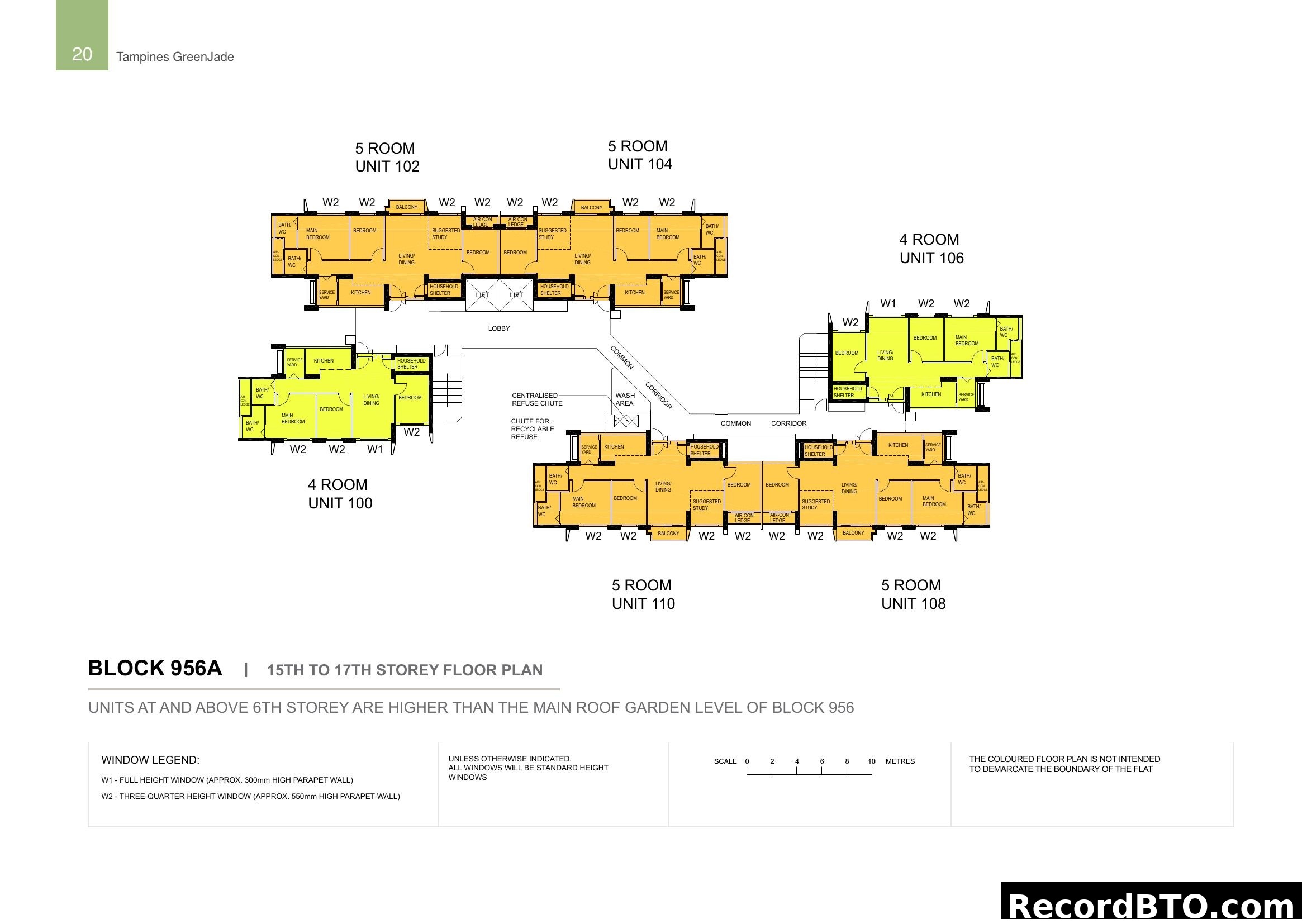 Tampines GreenJade Block 956A, 15th-17th Storey Floor Plan