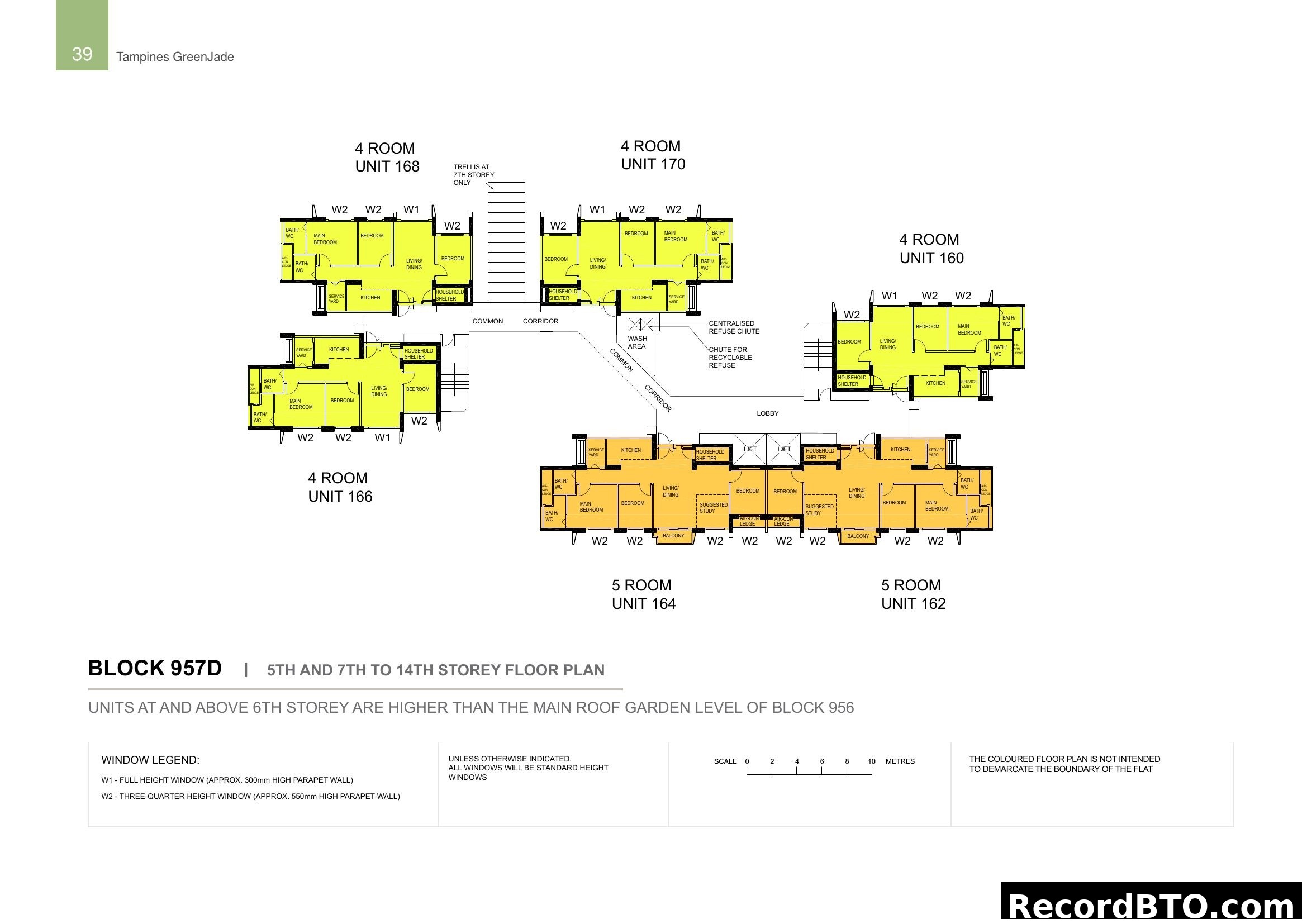 Tampines GreenJade Block 957D Floor Plan (5th, 7-14th Storey)