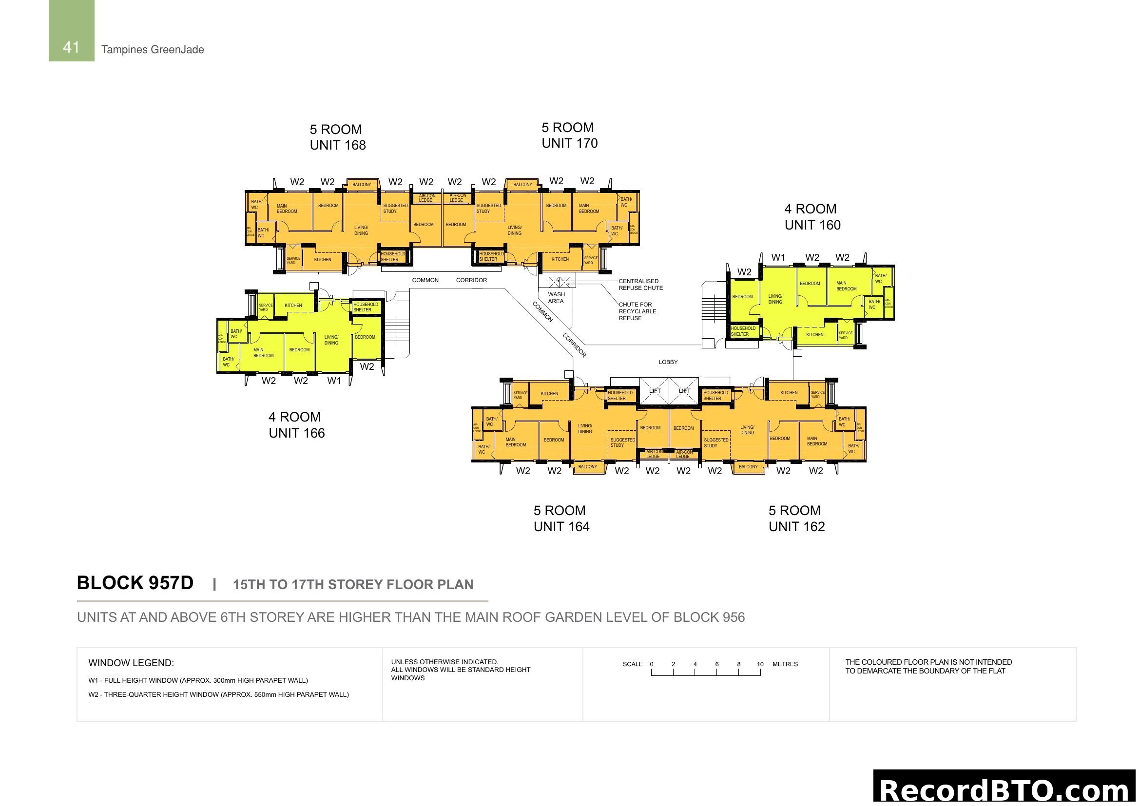 Tampines GreenJade Block 957D 15th-17th Storey Floor Plan