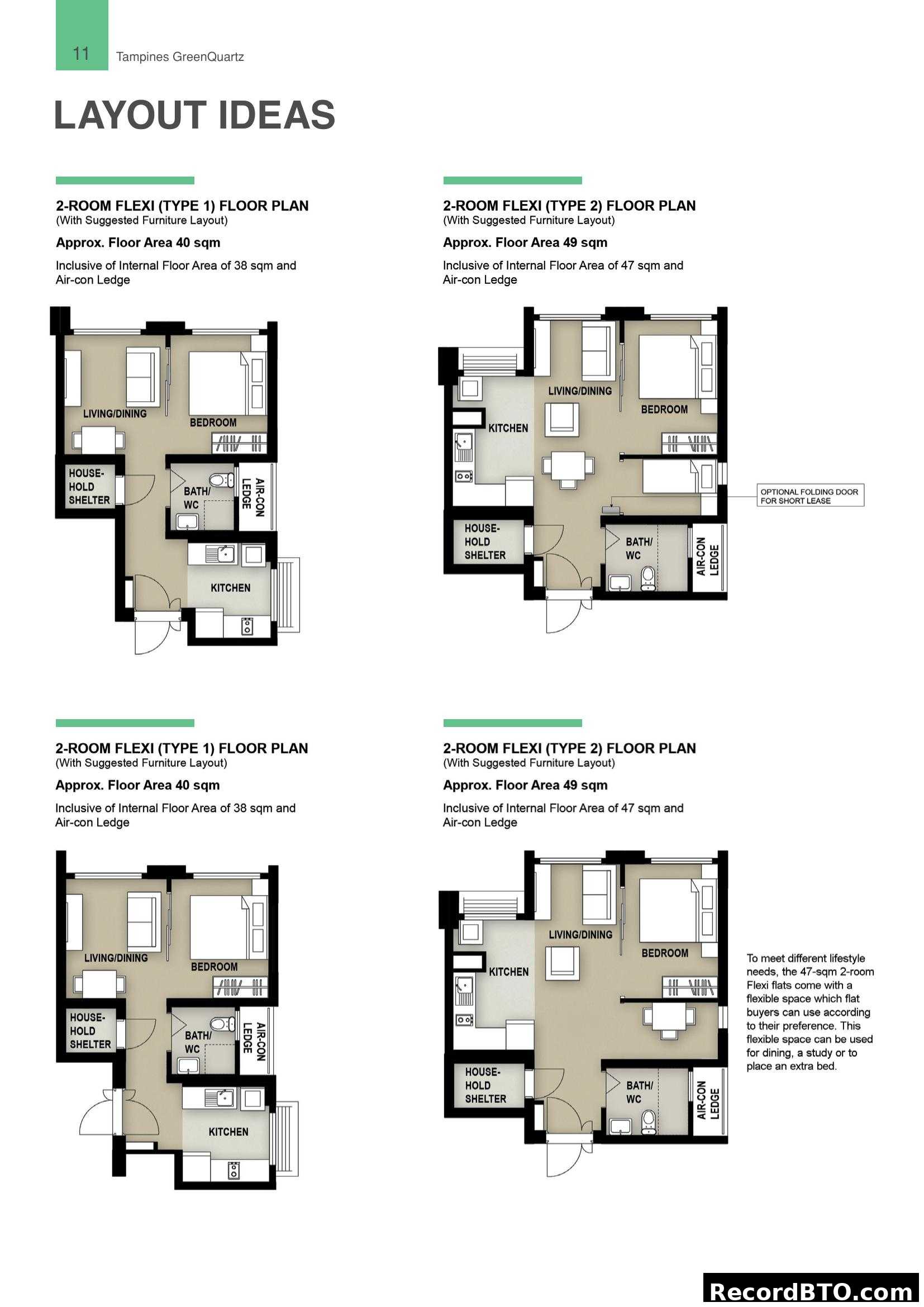 Tampines GreenQuartz: 2-Room Flexi Layout Ideas