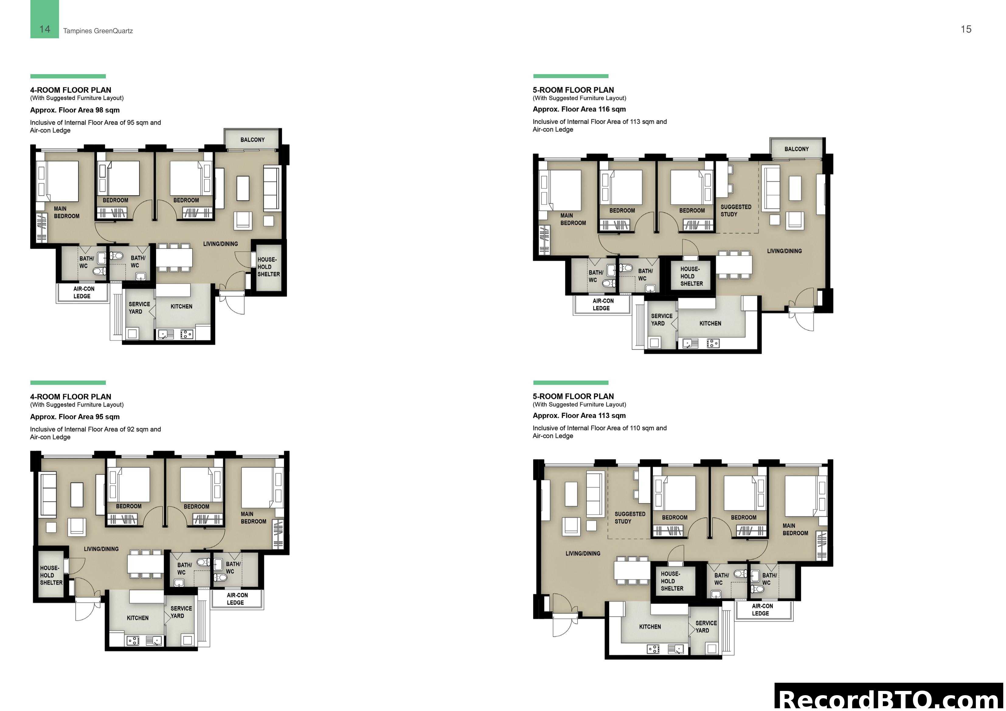Tampines GreenQuartz - 4-Room & 5-Room Floor Plans