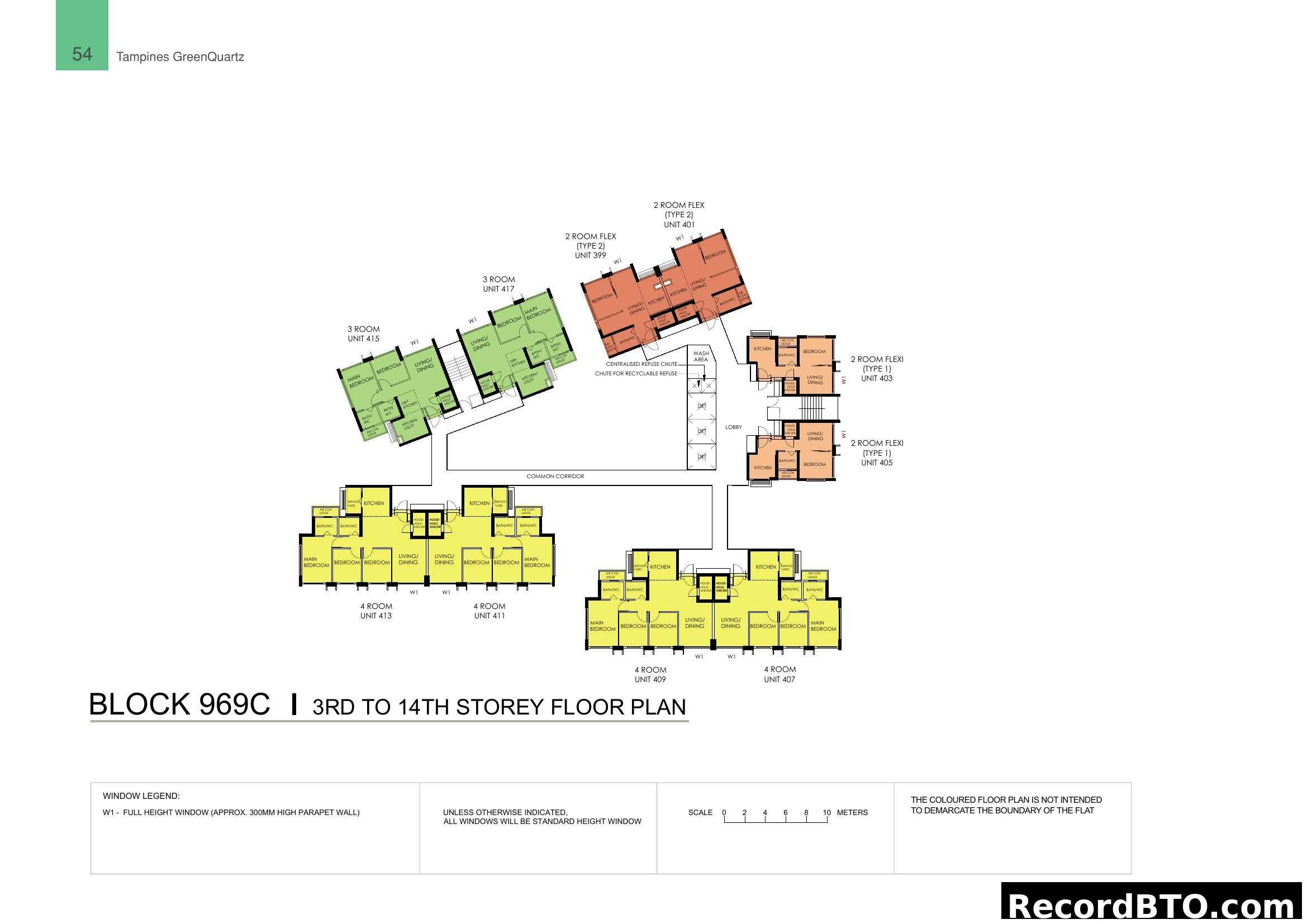 Block 969C 3rd-14th Storey Floor Plan - Tampines GreenQuartz