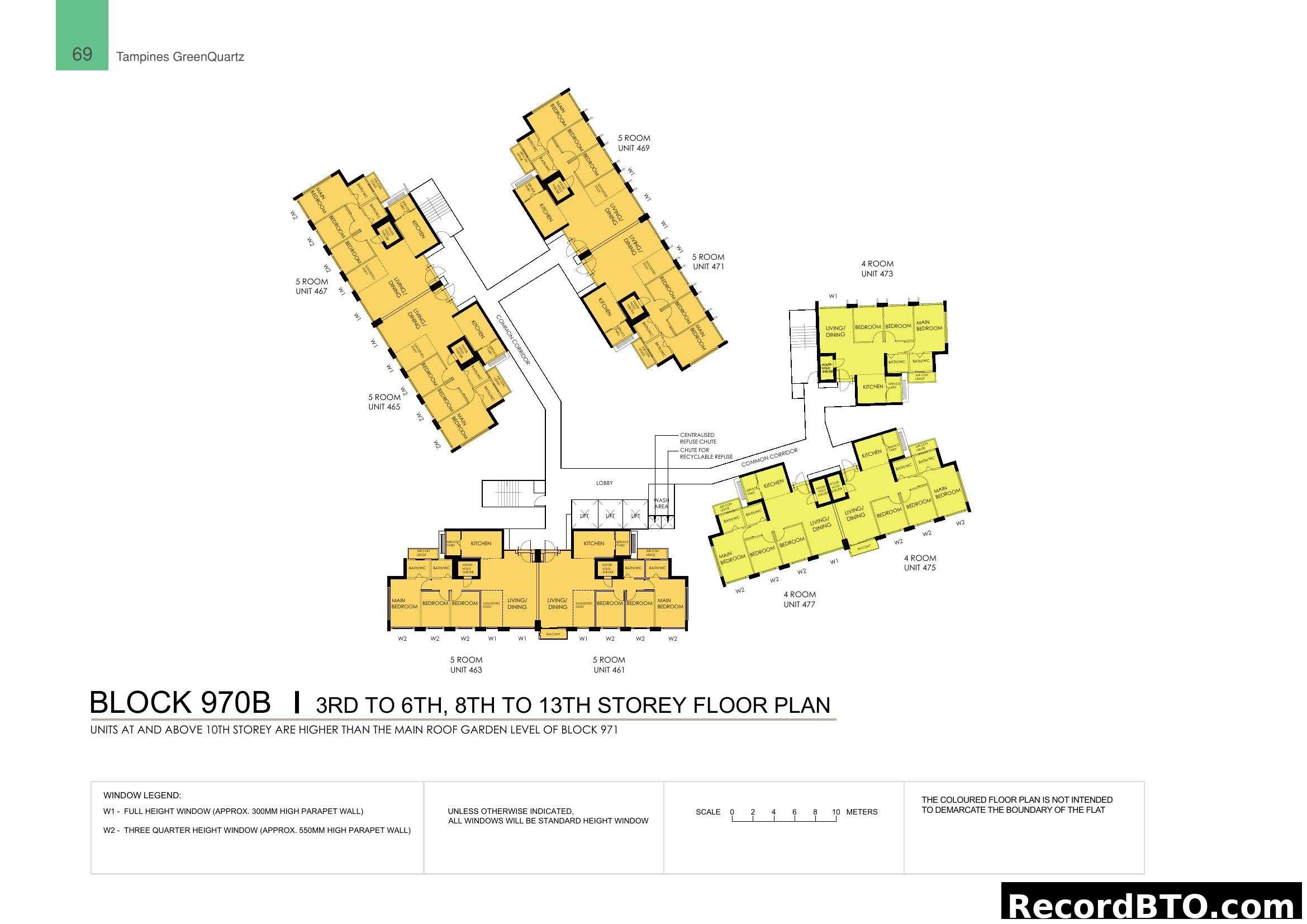 Block 970B 3rd to 6th, 8th to 13th Storey Floor Plan