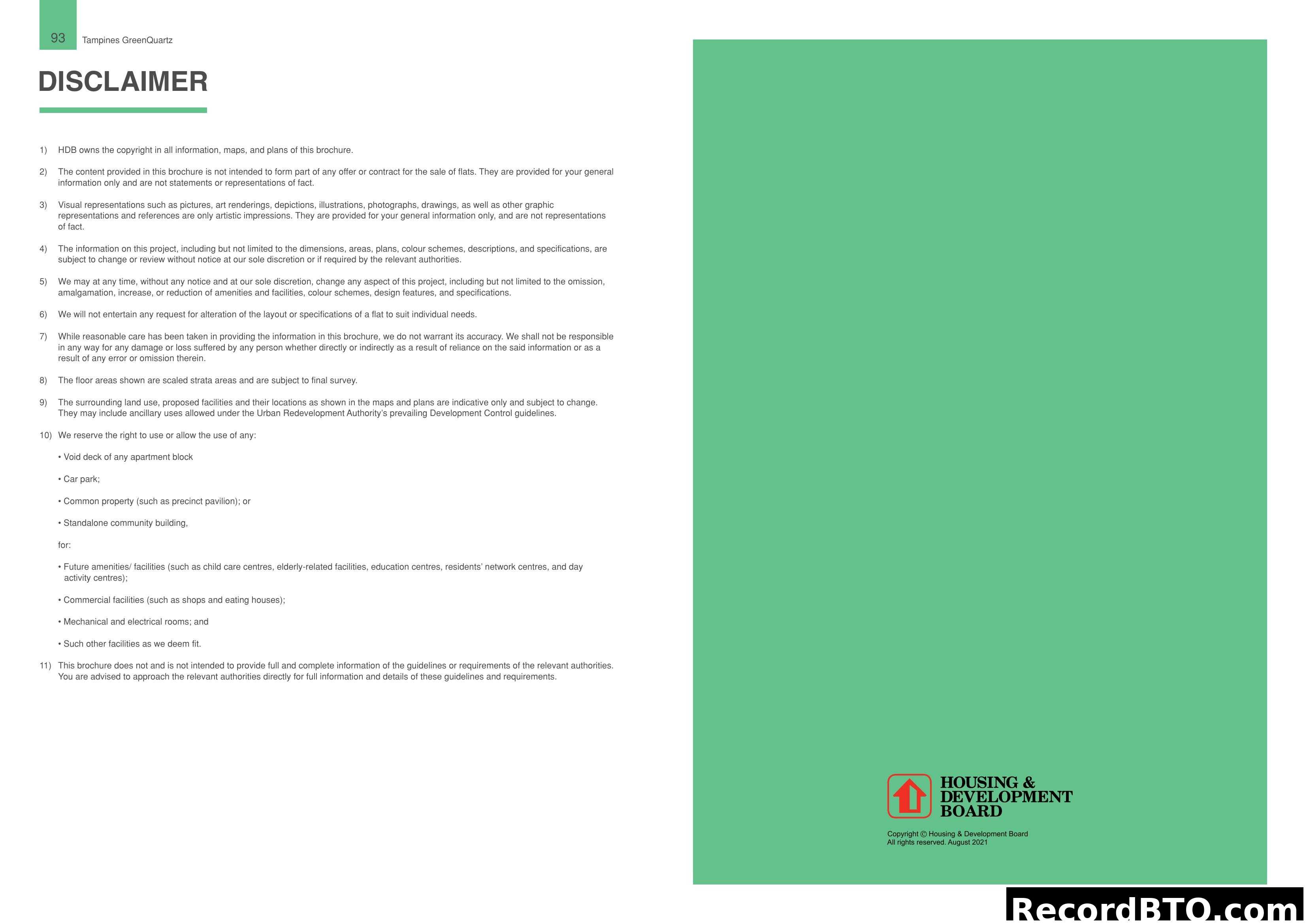 Disclaimer - Tampines GreenQuartz