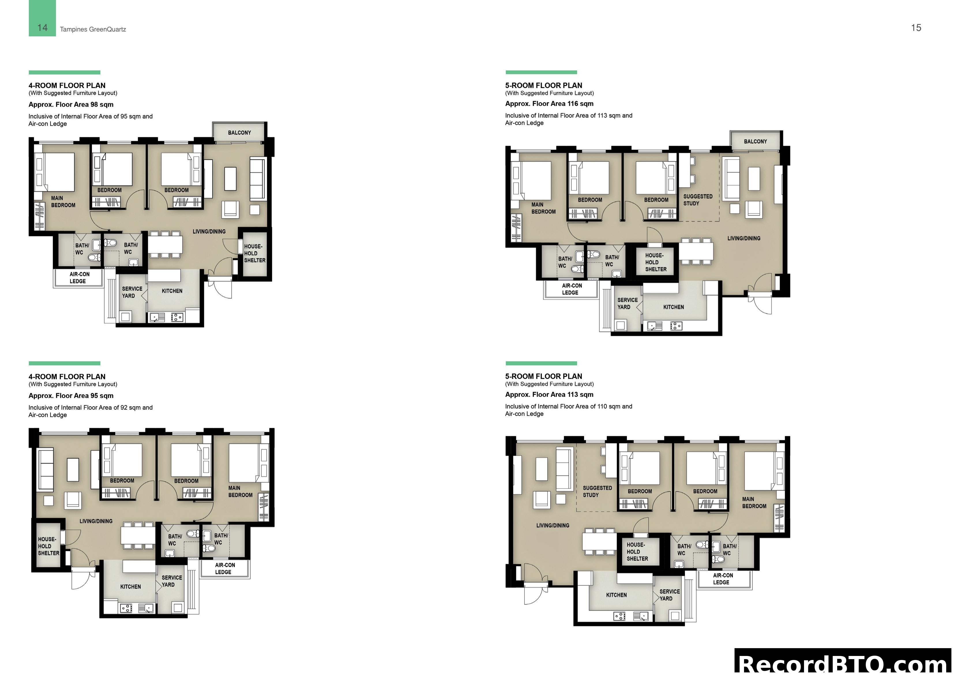 Tampines GreenQuartz - 4-Room & 5-Room Floor Plans