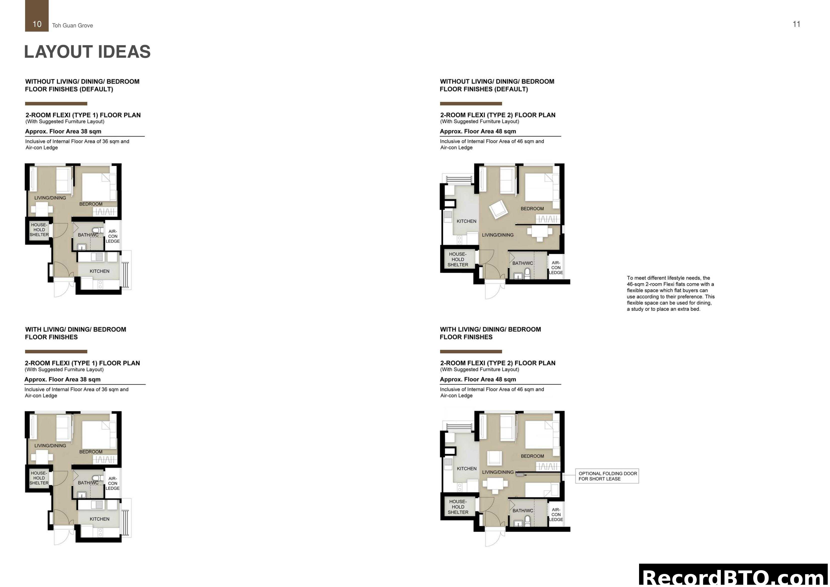 Layout Ideas - 2-Room Flexi Floor Plans