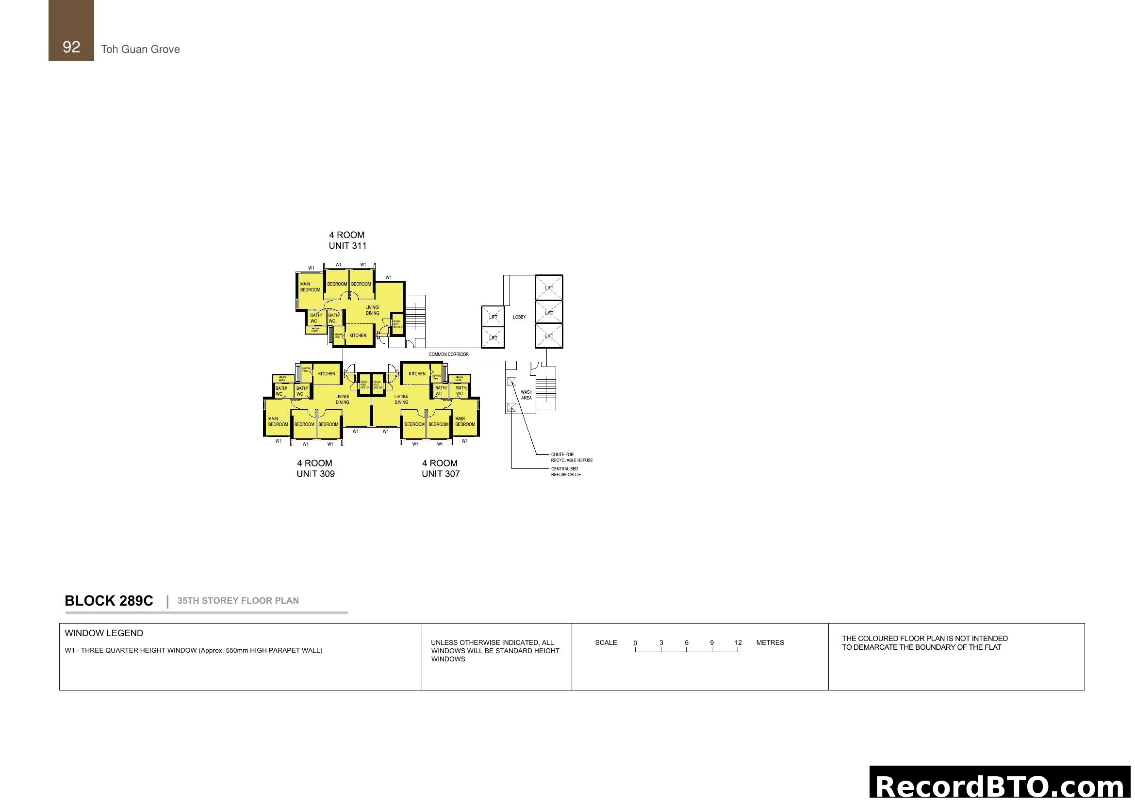 Block 289C, 35th Storey Floor Plan with 4-Room Units