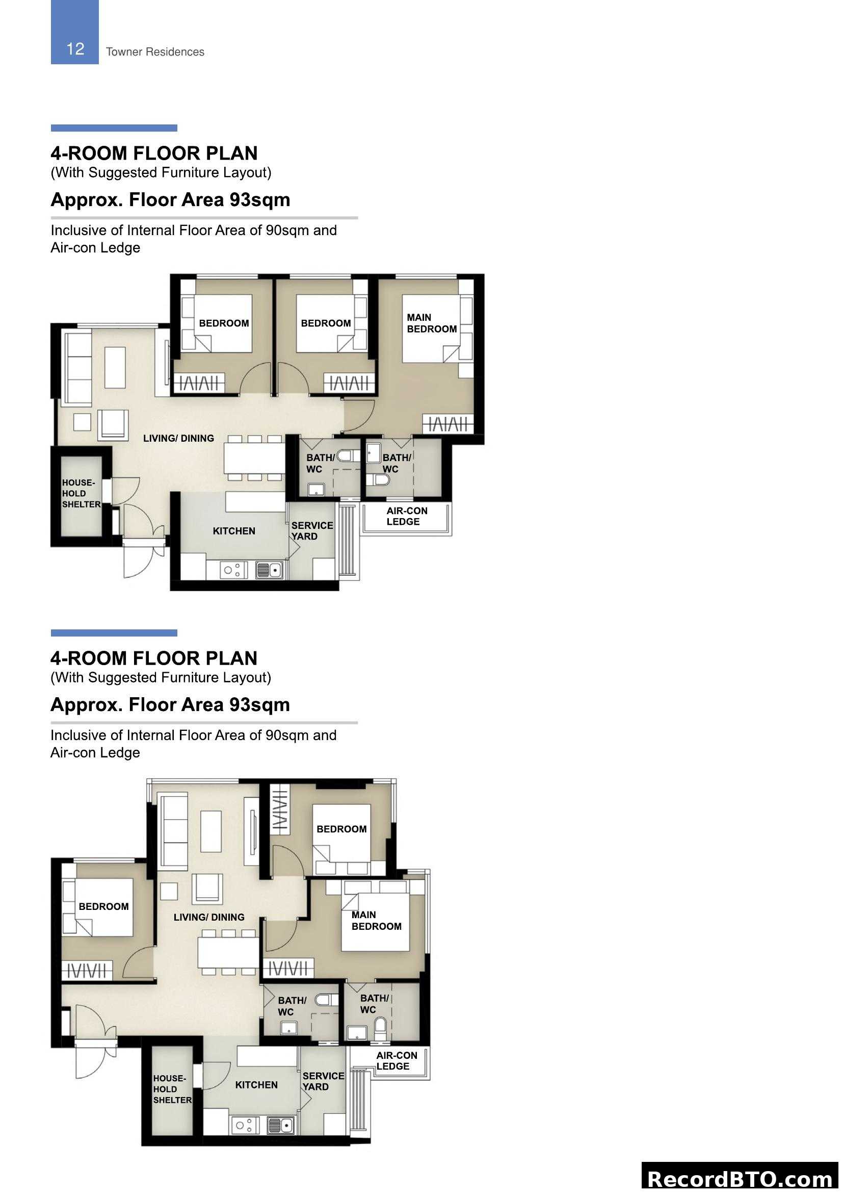 4-Room Floor Plan (Towner Residences)