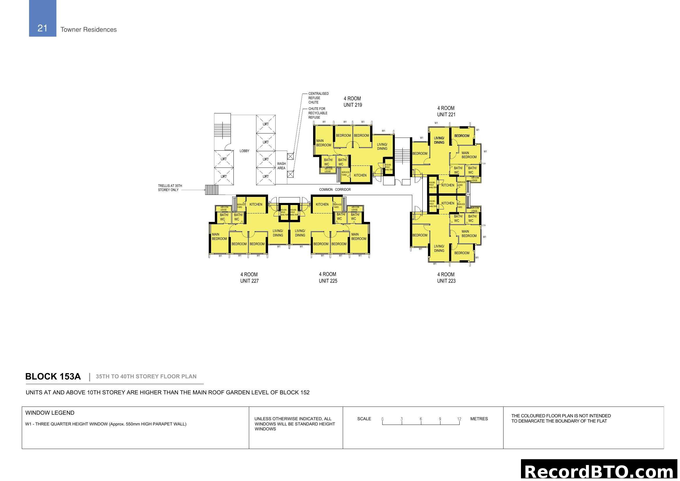 Block 153A 35th-40th Storey Floor Plan (4-Room Units)