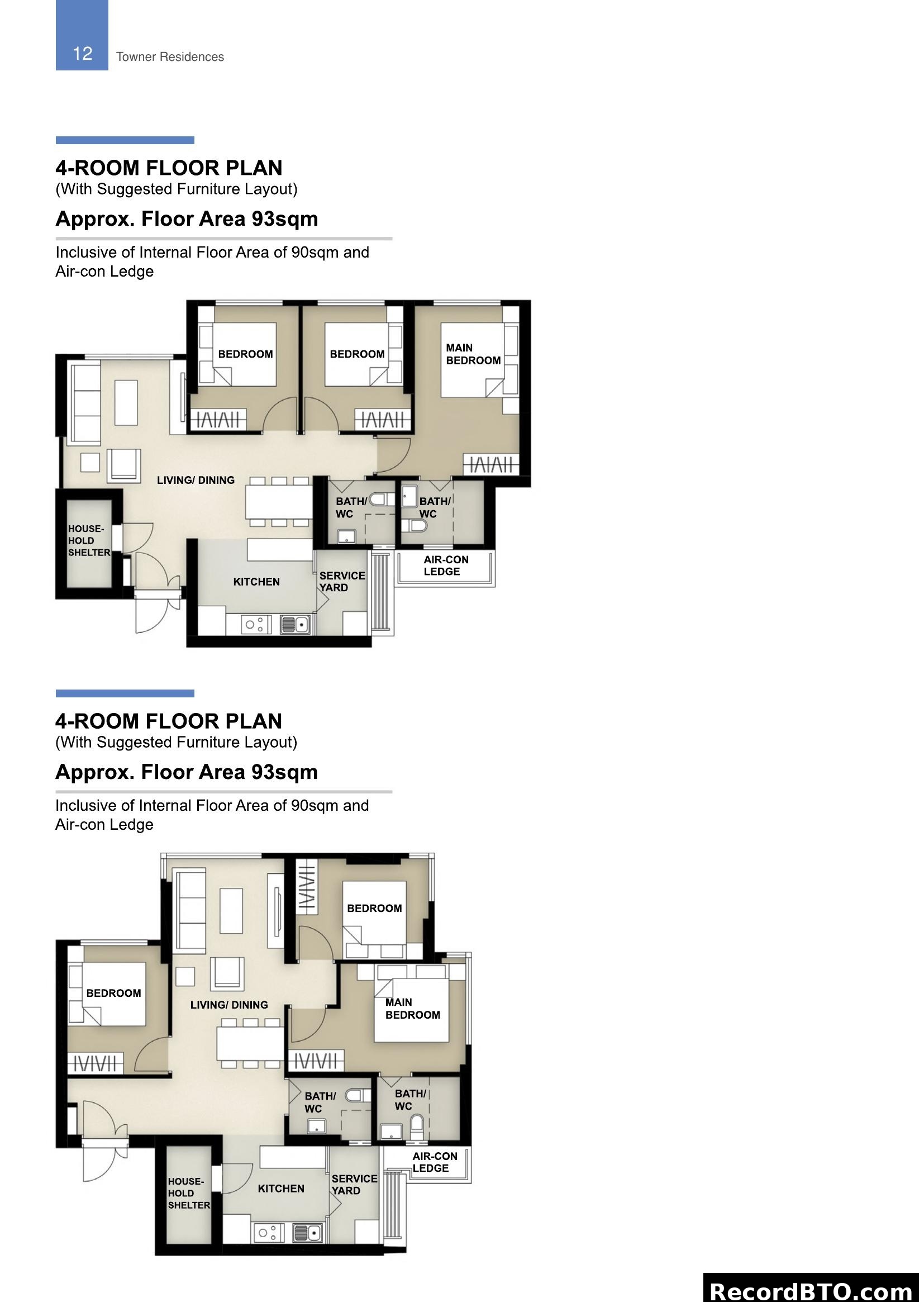 4-Room Floor Plan (Towner Residences)