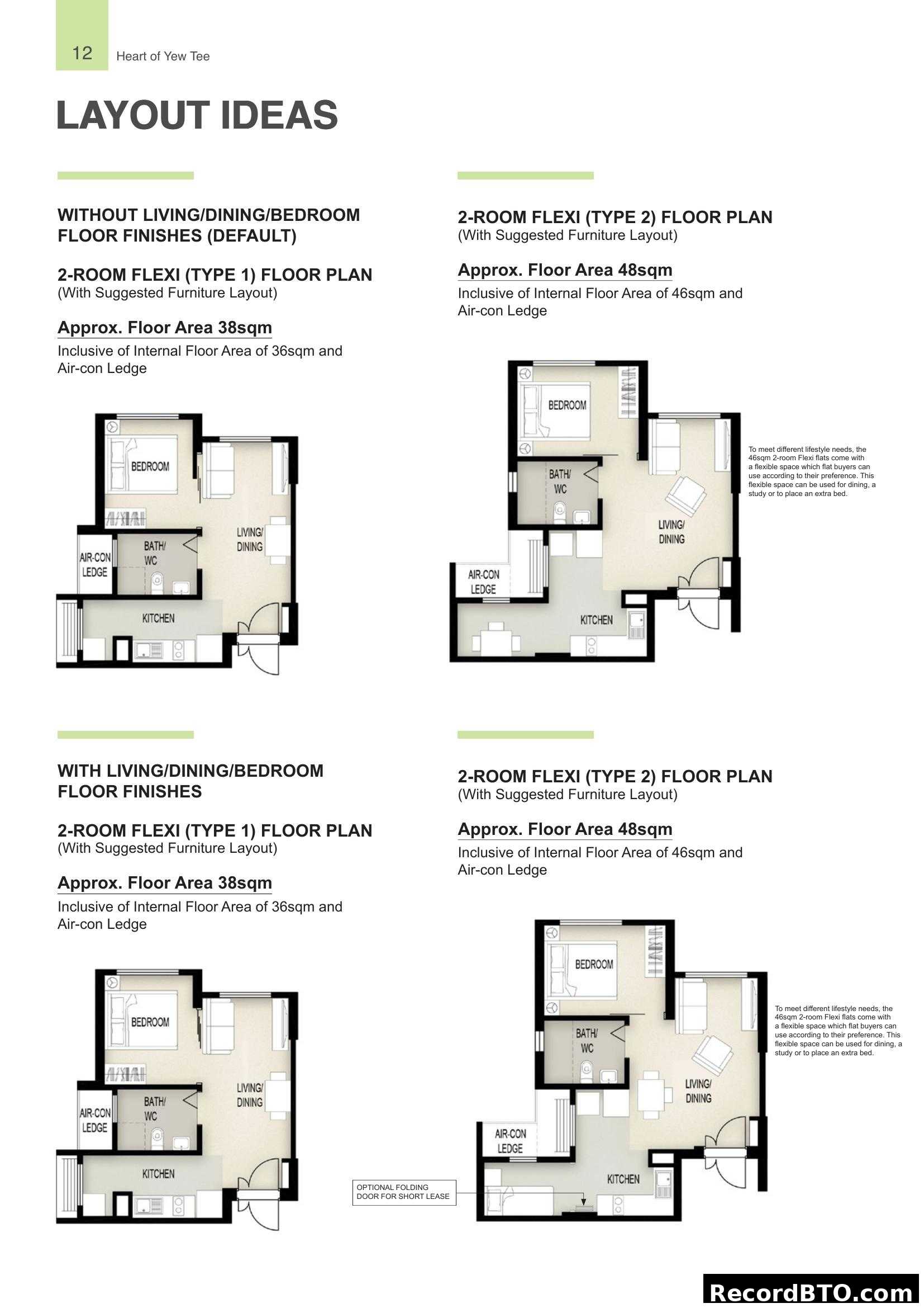 2-Room Flexi Floor Plans and Layout Ideas