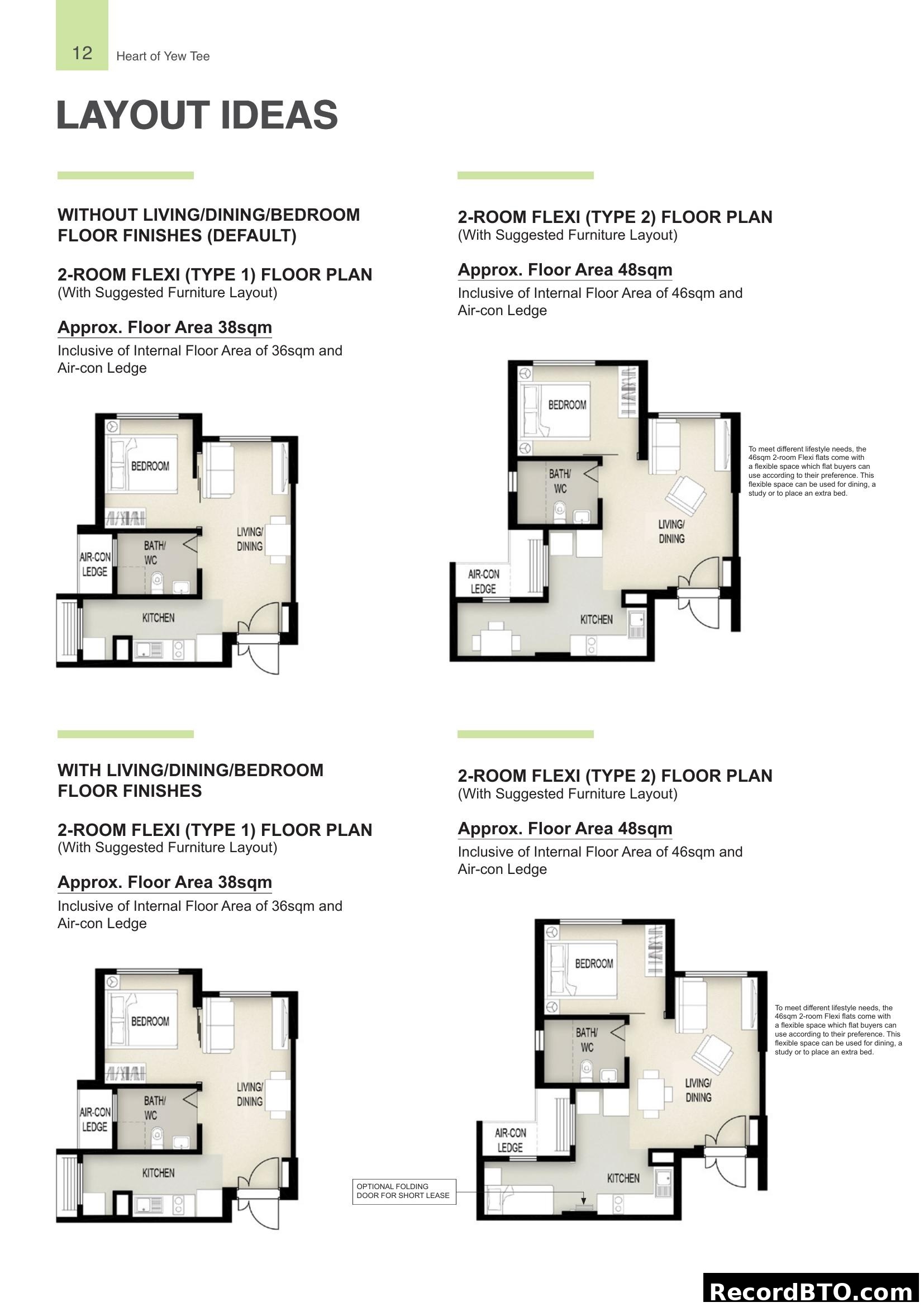 2-Room Flexi Floor Plans and Layout Ideas