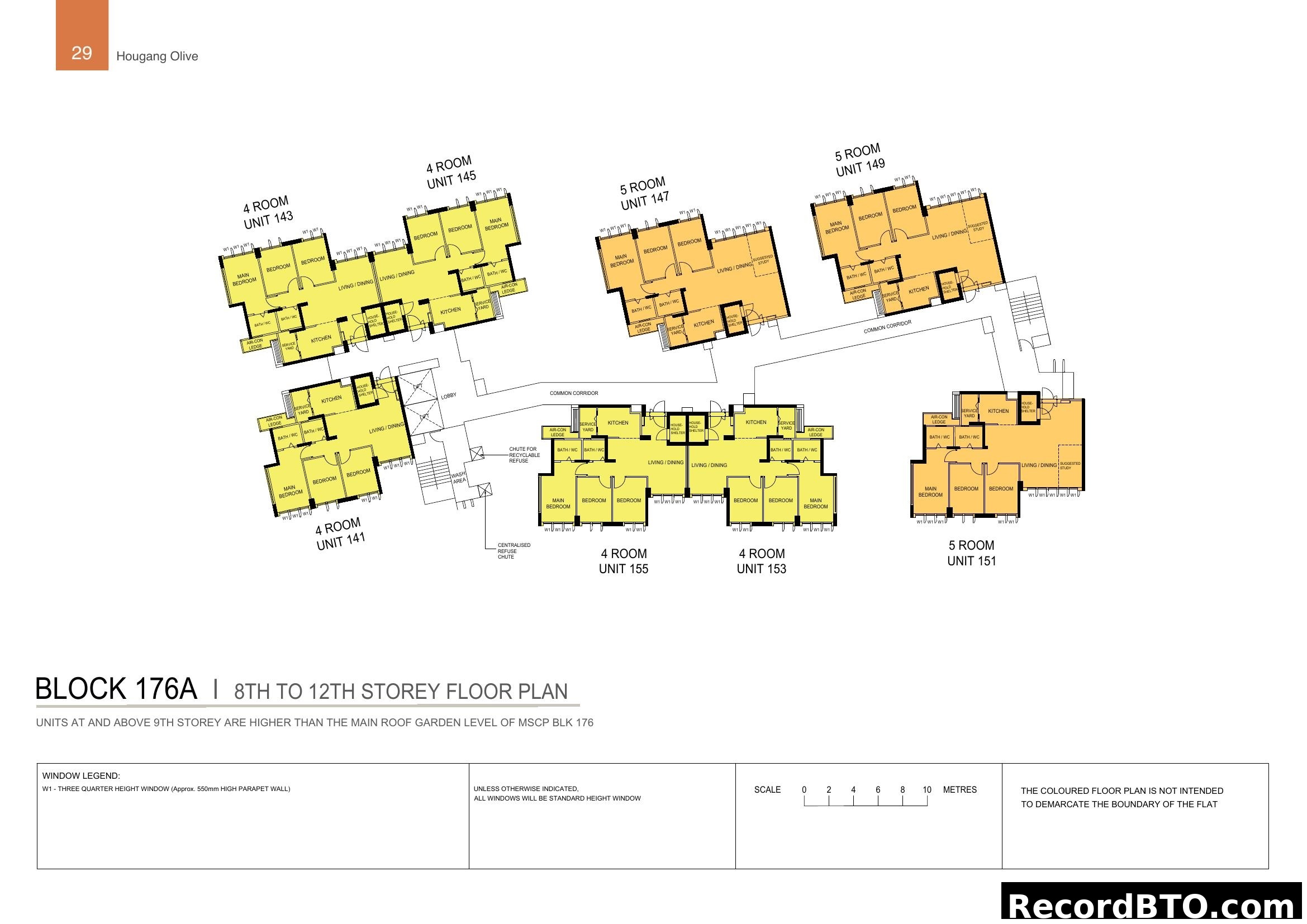 Hougang Olive Block 176A - 8th to 12th Storey Floor Plan