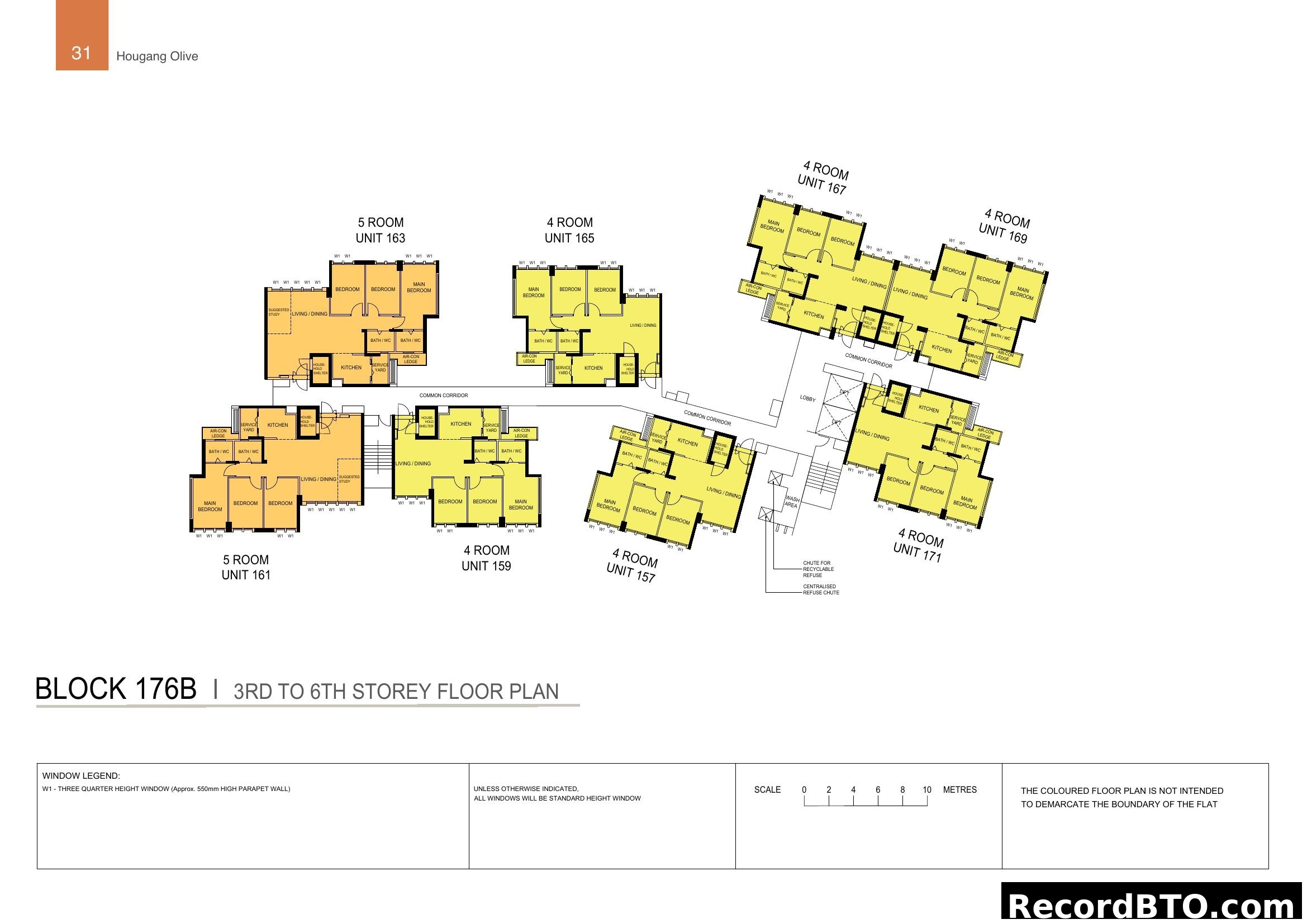 Hougang Olive Block 176B (3rd to 6th Storey Floor Plan)