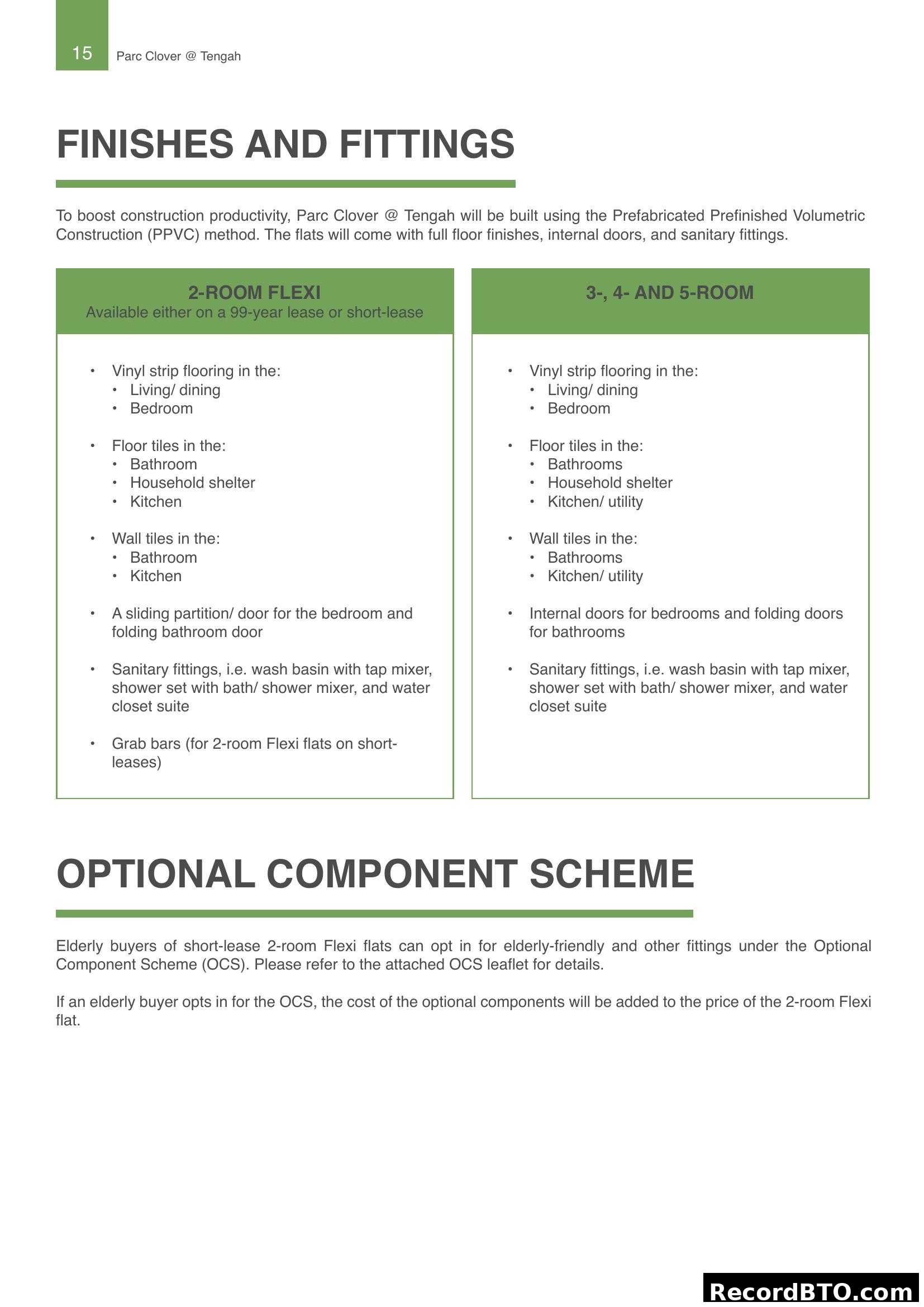 Parc Clover @ Tengah: Finishes and Fittings