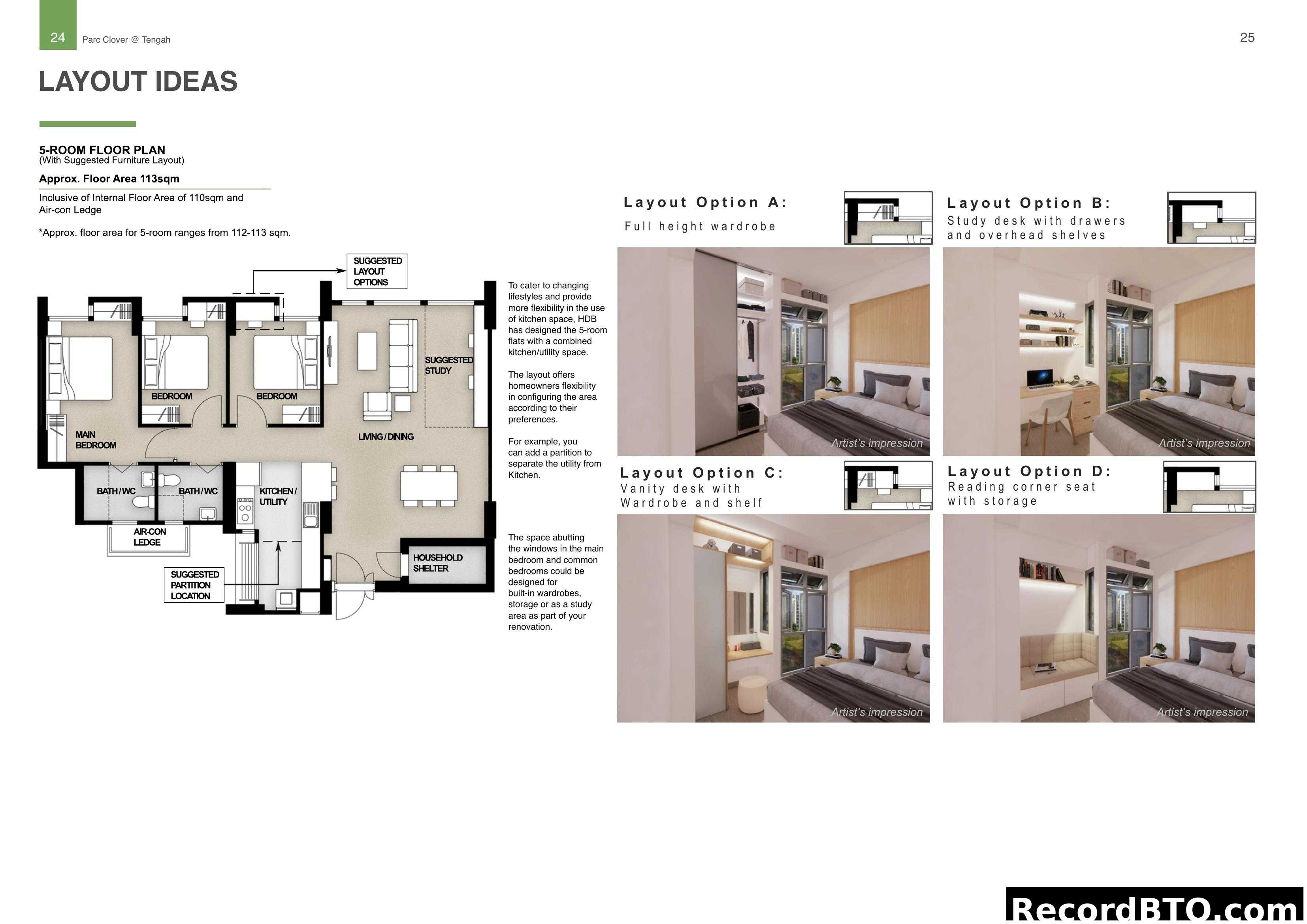 5-Room Floor Plan & Layout Ideas for Parc Clover @ Tengah