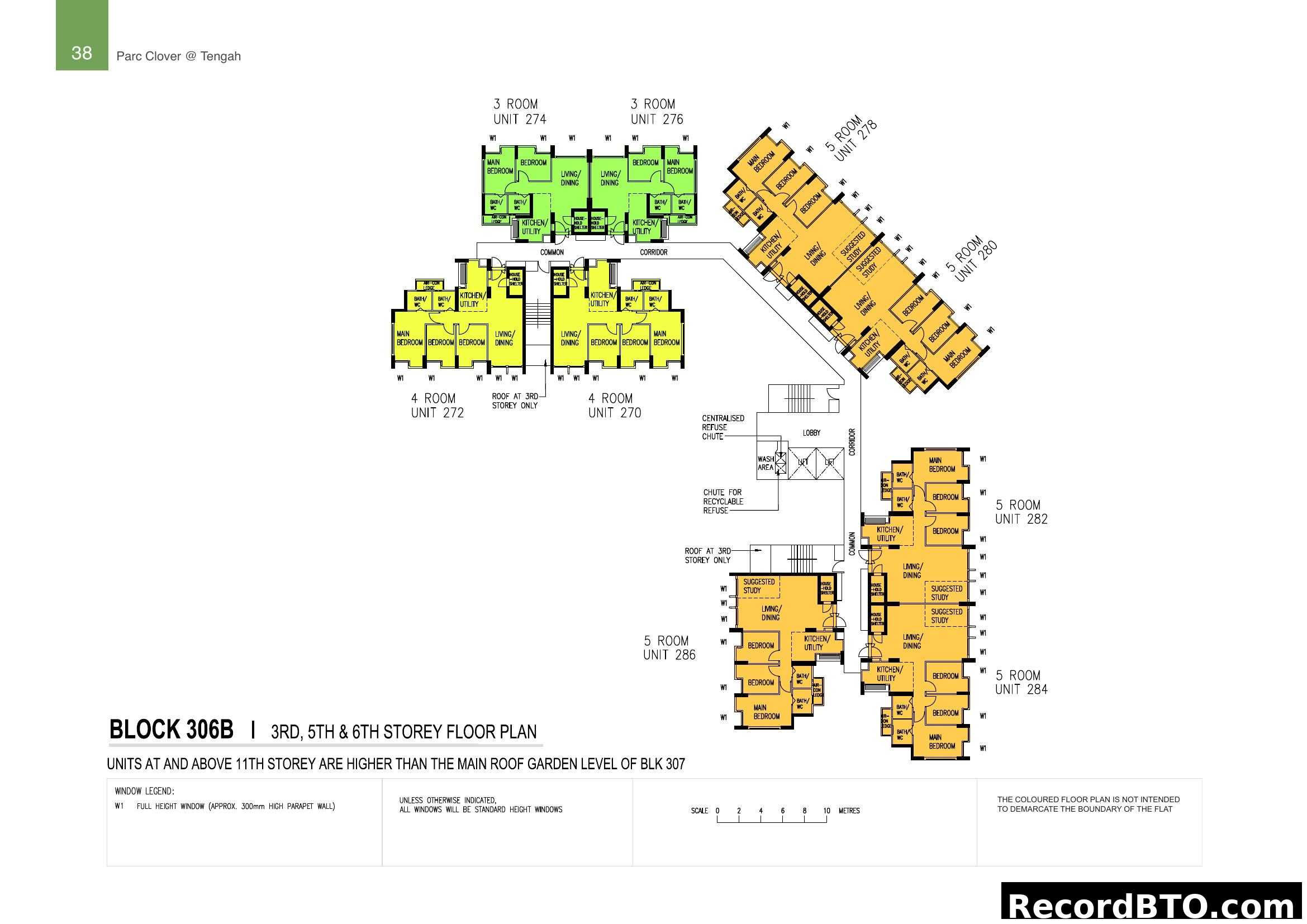 Block 306B Floor Plan - 3, 4, 5-Room Units (3rd, 5th, 6th Storey)