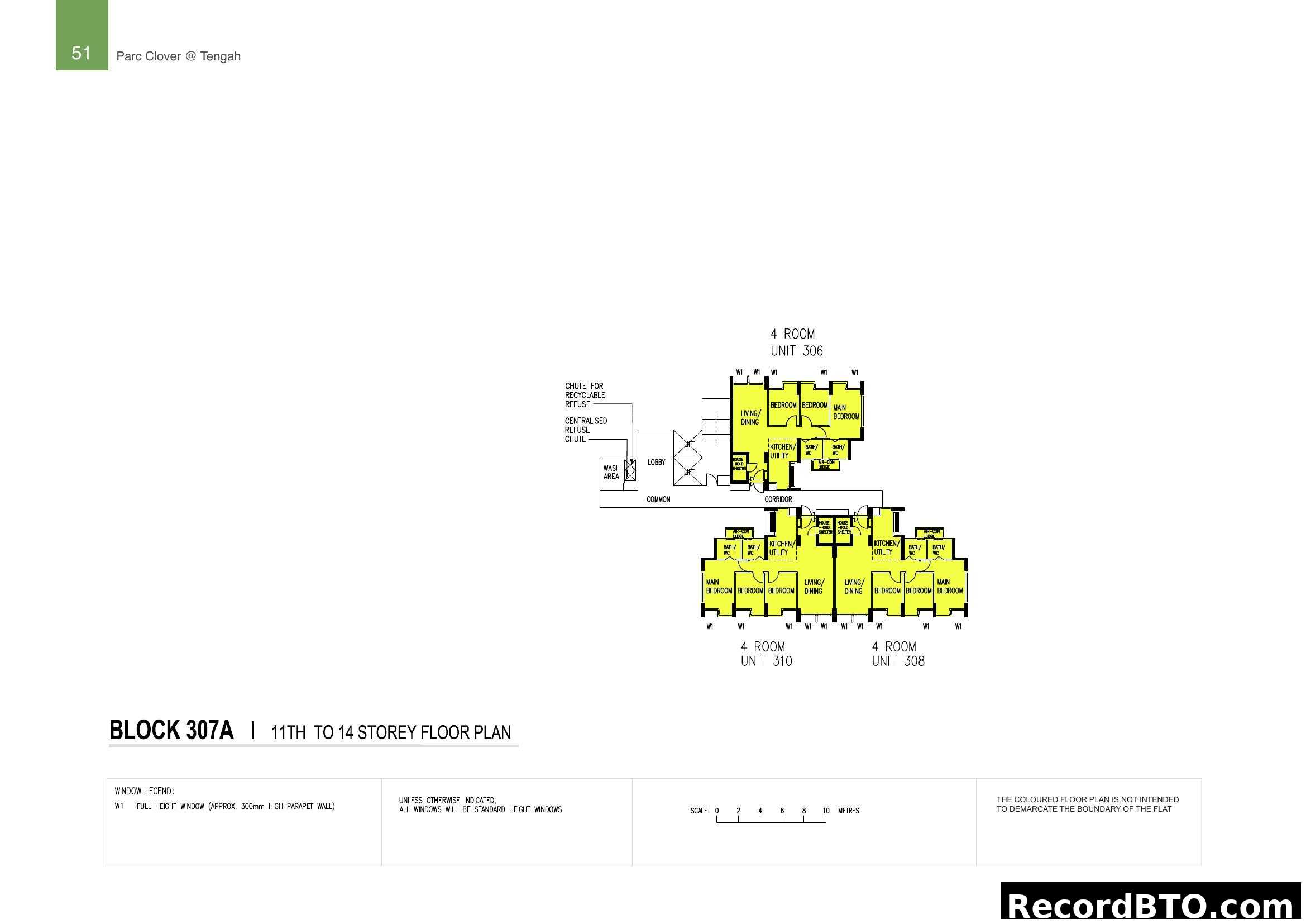 Block 307A 11th-14th Storey Floor Plan - 4-Room Units