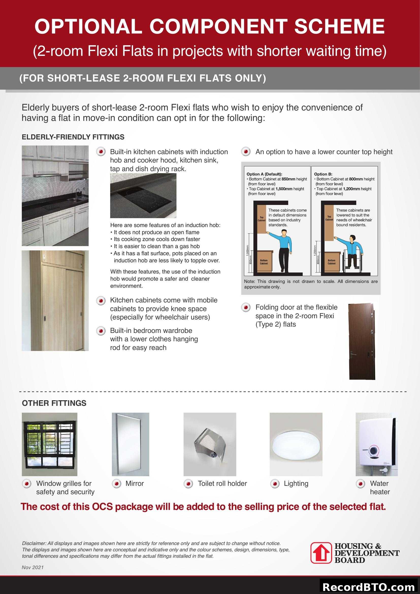 Optional Component Scheme for 2-room Flexi Flats