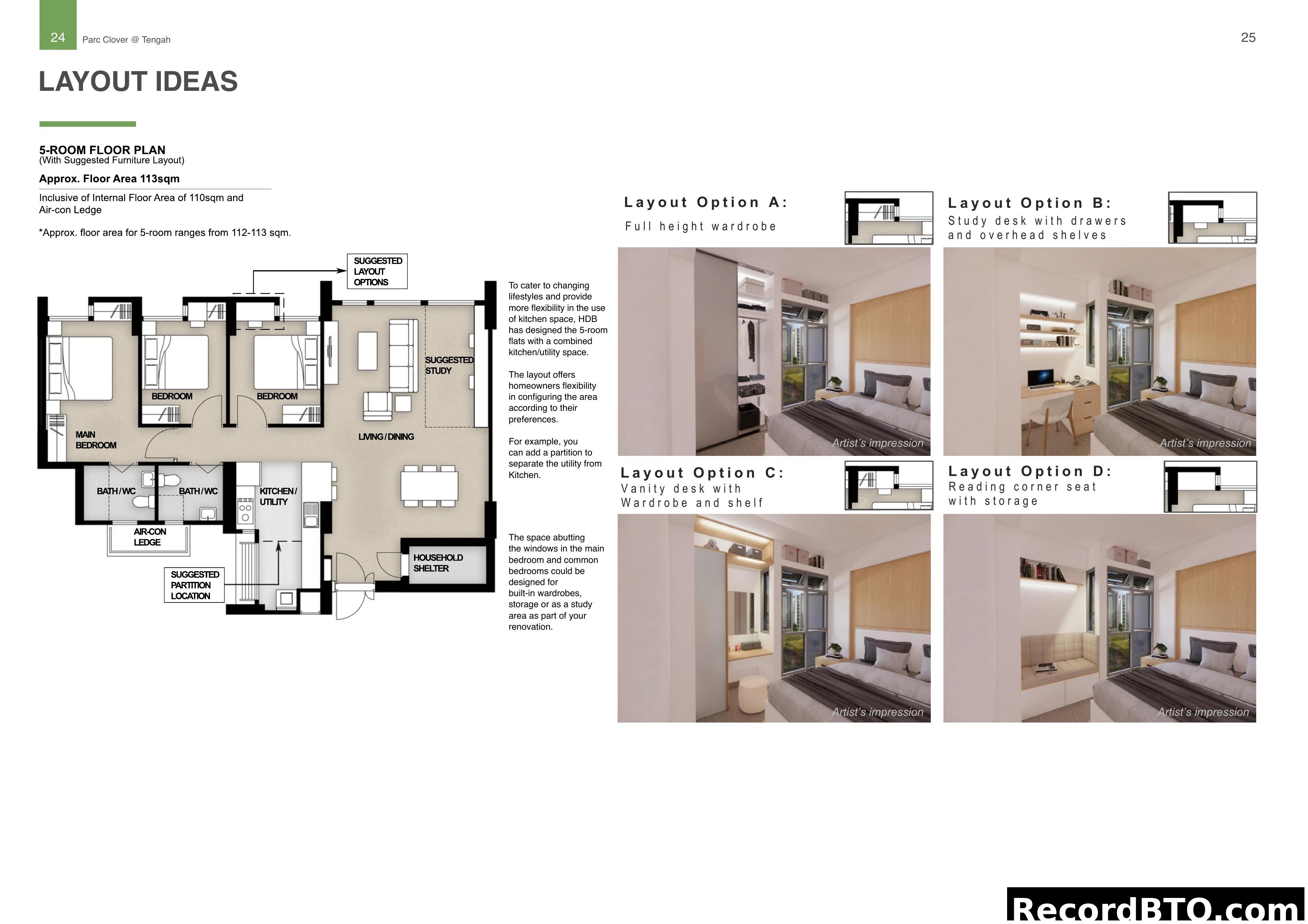 5-Room Floor Plan & Layout Ideas for Parc Clover @ Tengah