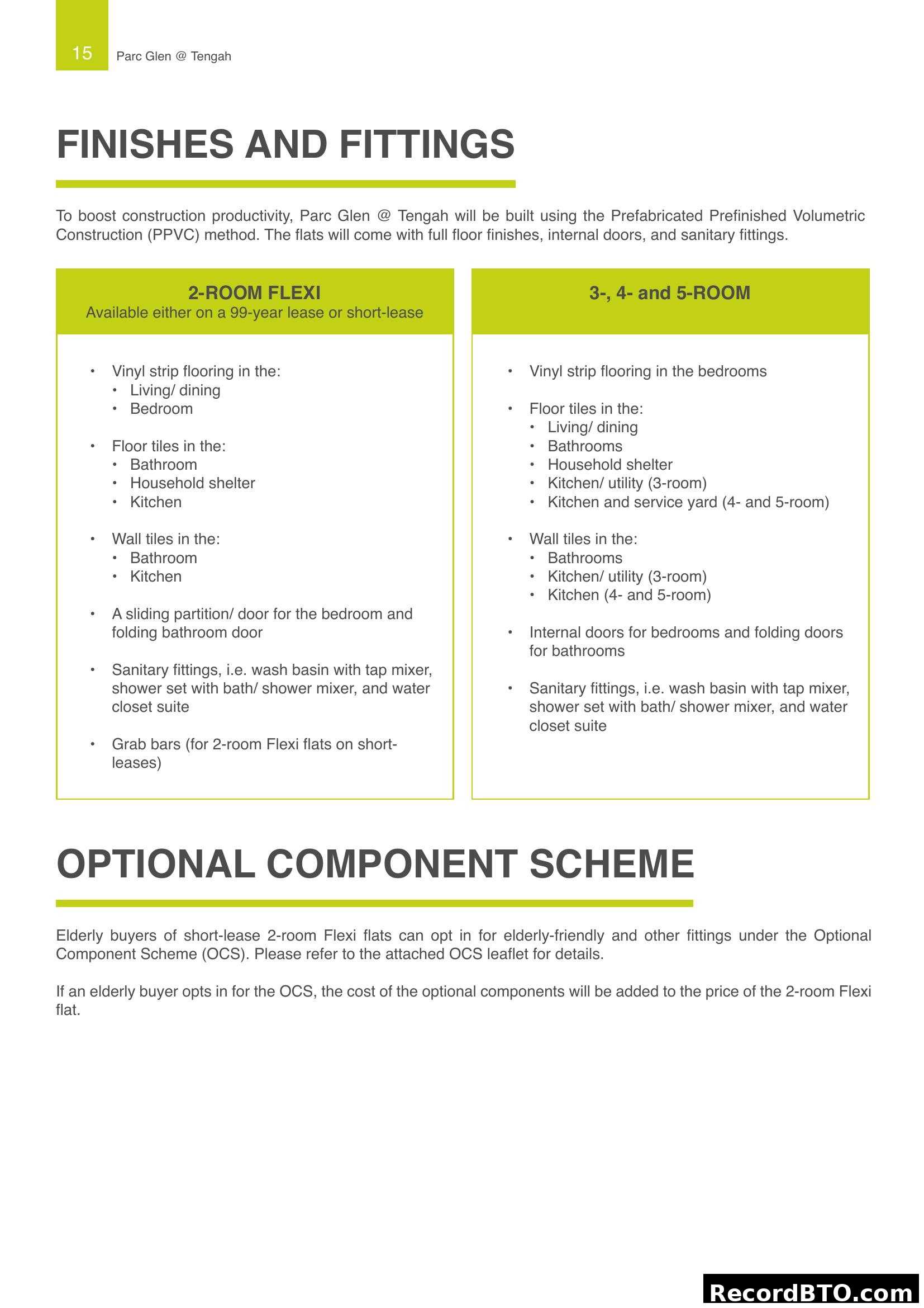 Parc Glen @ Tengah Finishes and Fittings