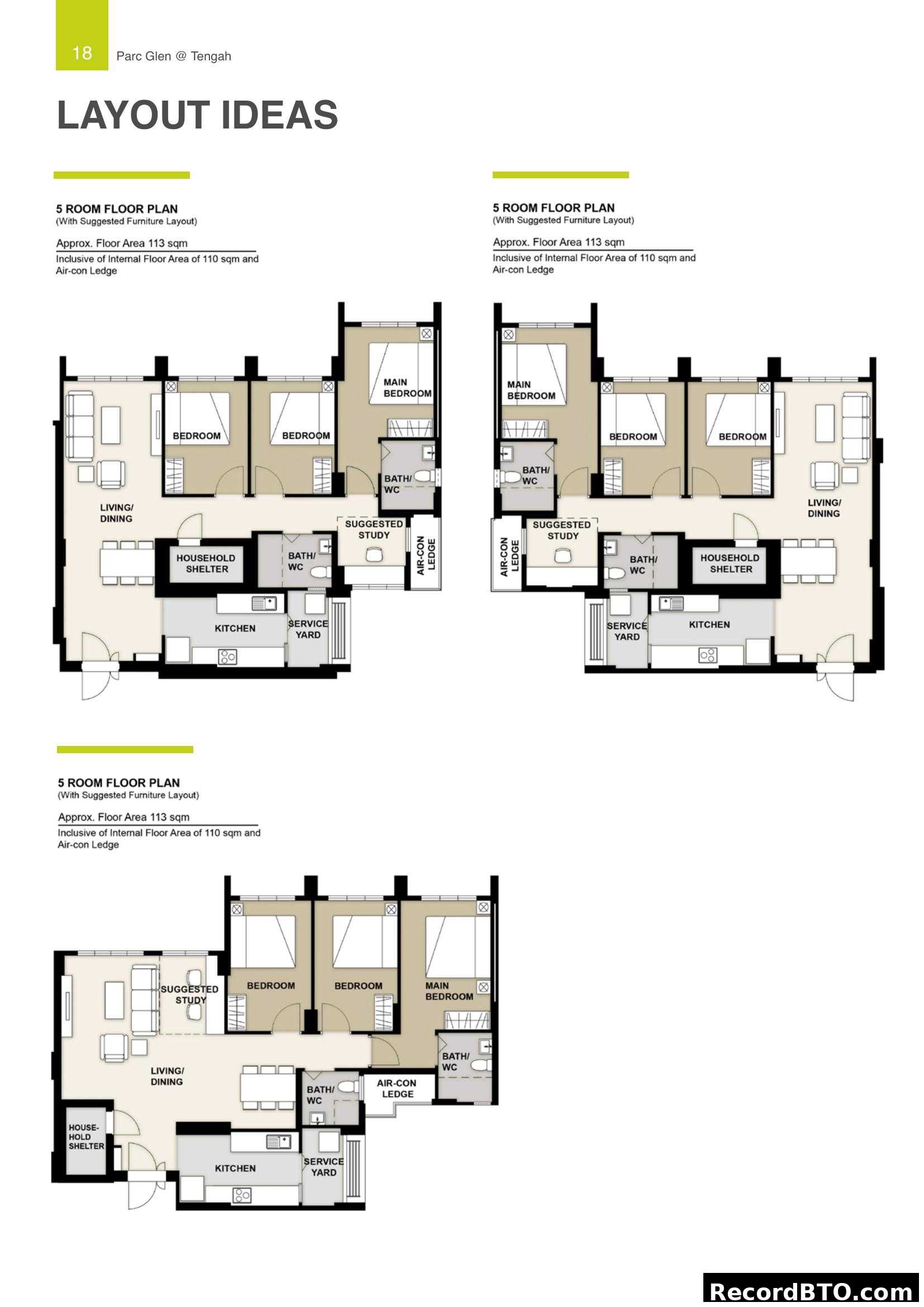 Parc Glen @ Tengah 5-Room Floor Plan Layout Ideas
