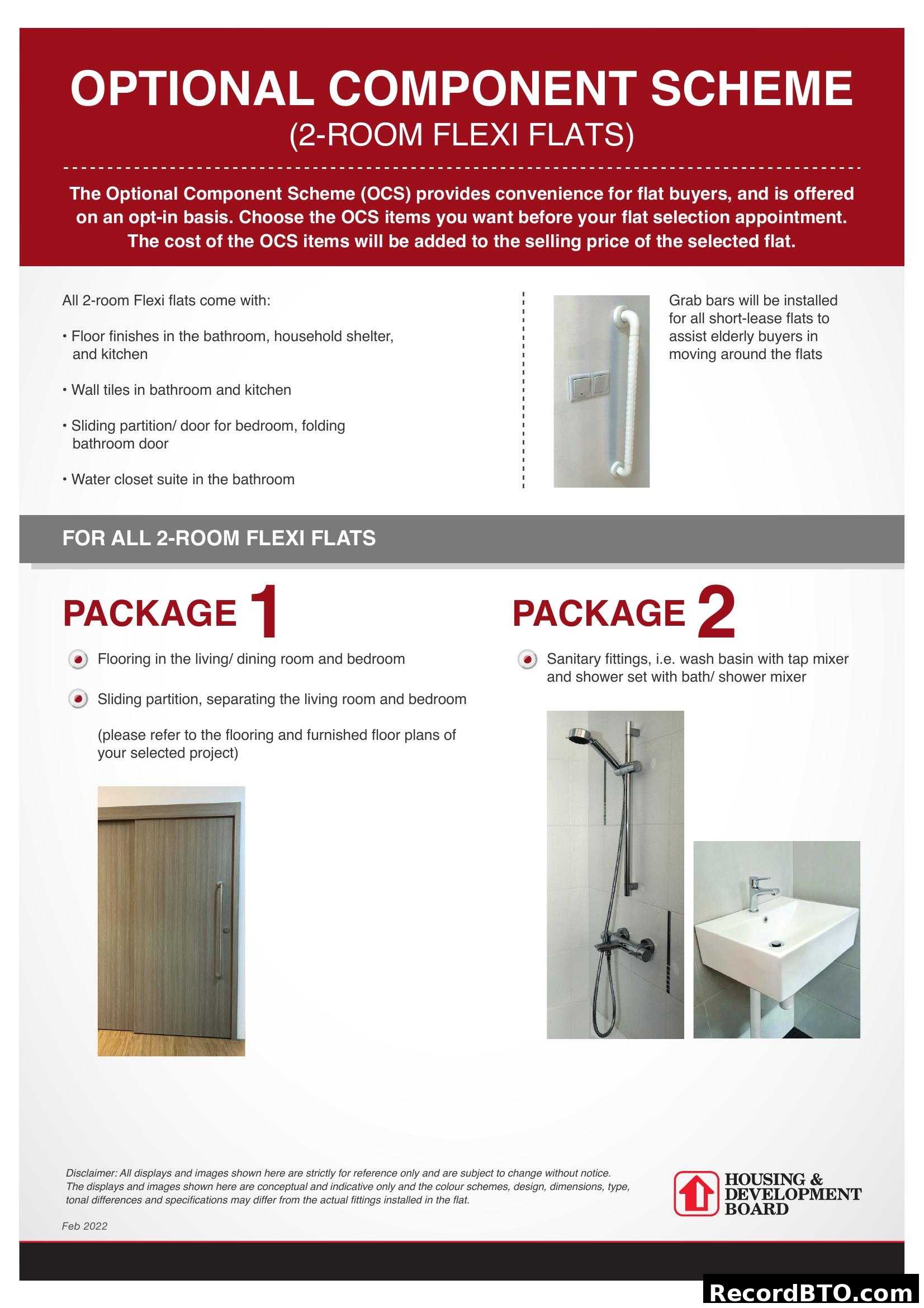Optional Component Scheme (OCS) for 2-Room Flexi Flats