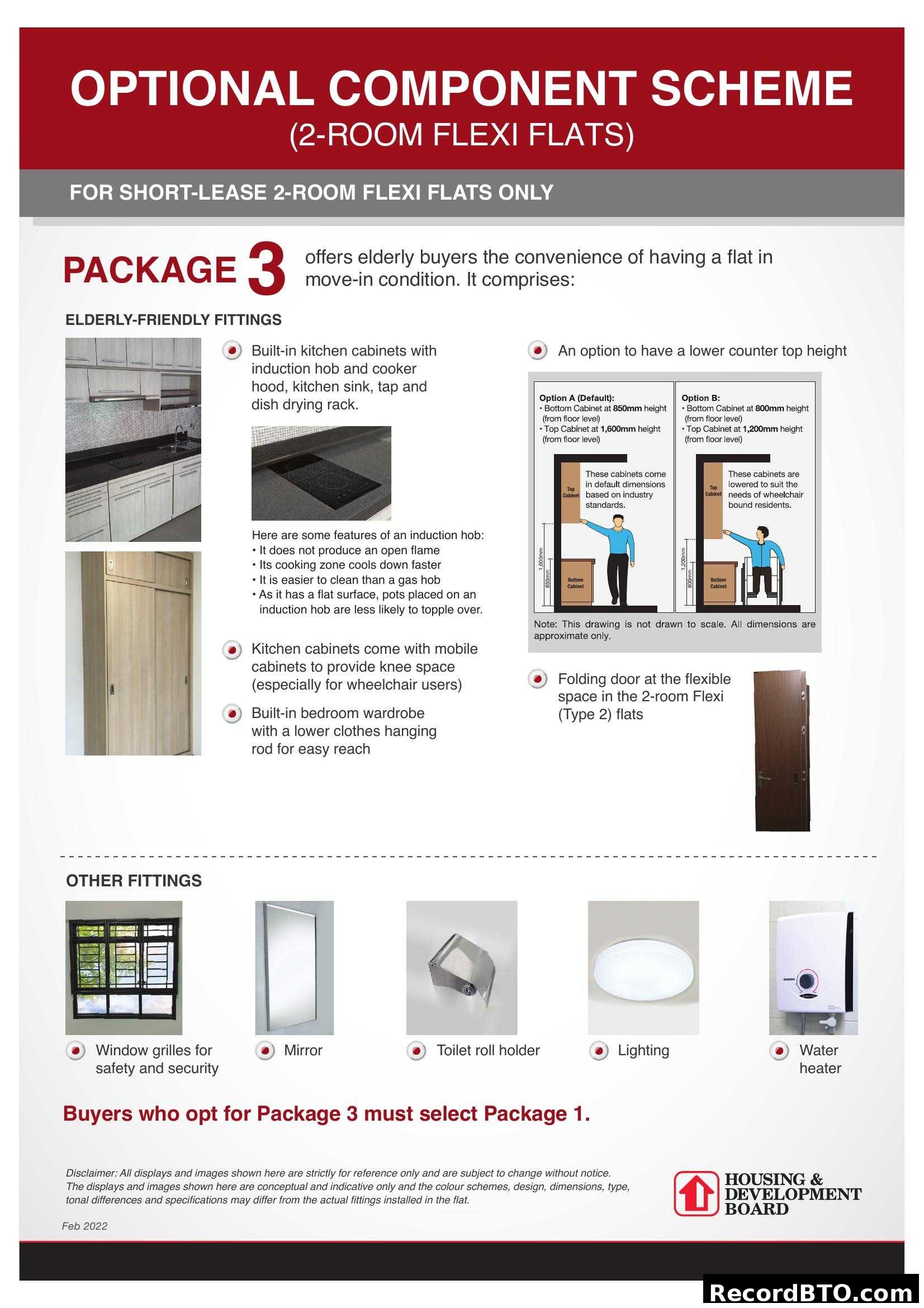 Optional Component Scheme for 2-Room Flexi Flats