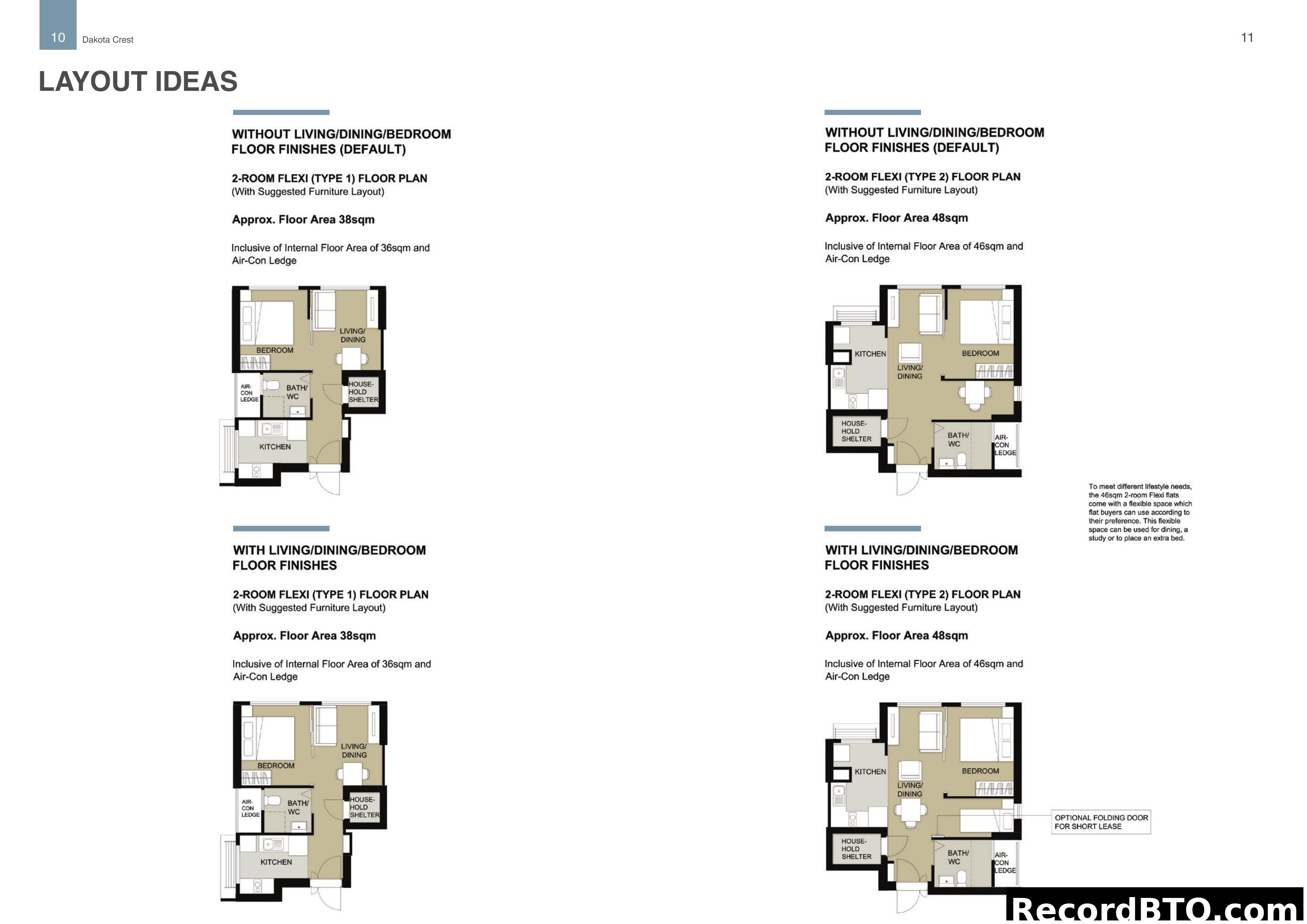 2-Room Flexi Floor Plans & Layout Ideas