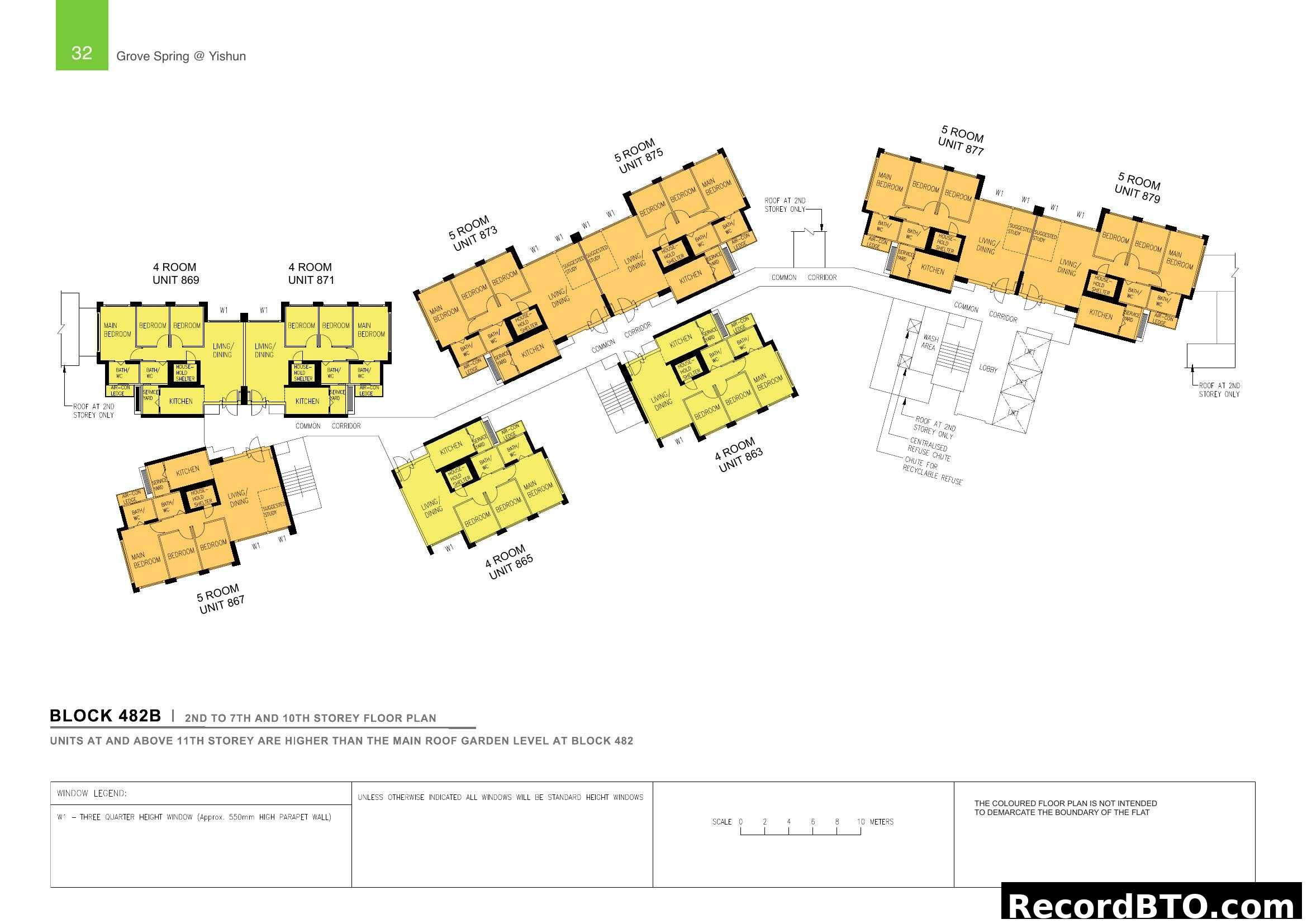 Grove Spring @ Yishun Block 482B Floor Plan (2nd-7th, 10th Storey)
