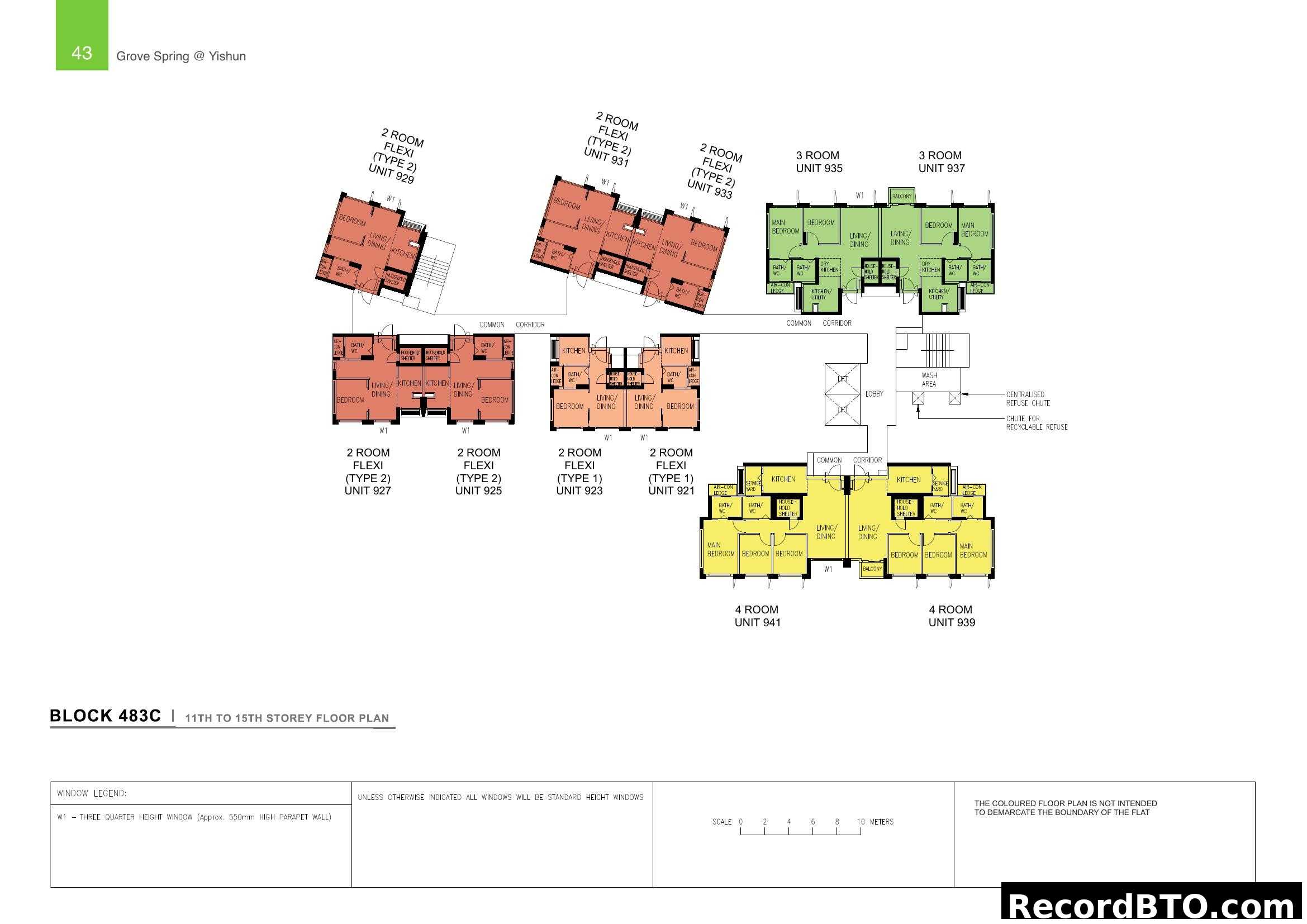 Grove Spring @ Yishun Block 483C 11-15 Storey Floor Plan