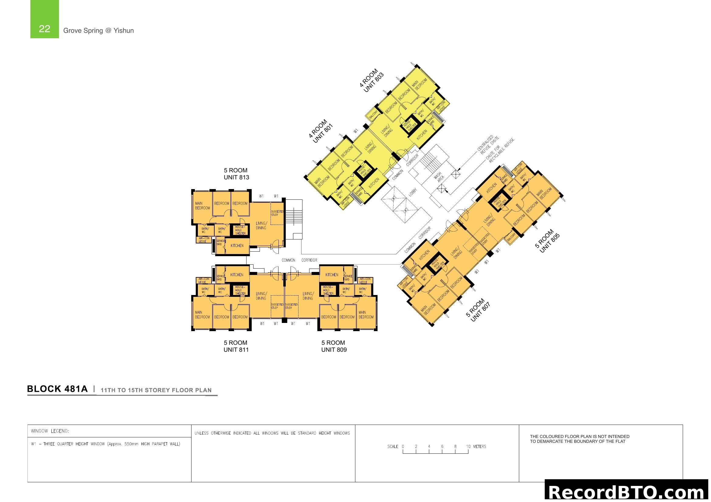 Grove Spring @ Yishun - Block 481A (11-15 Storey) Floor Plan