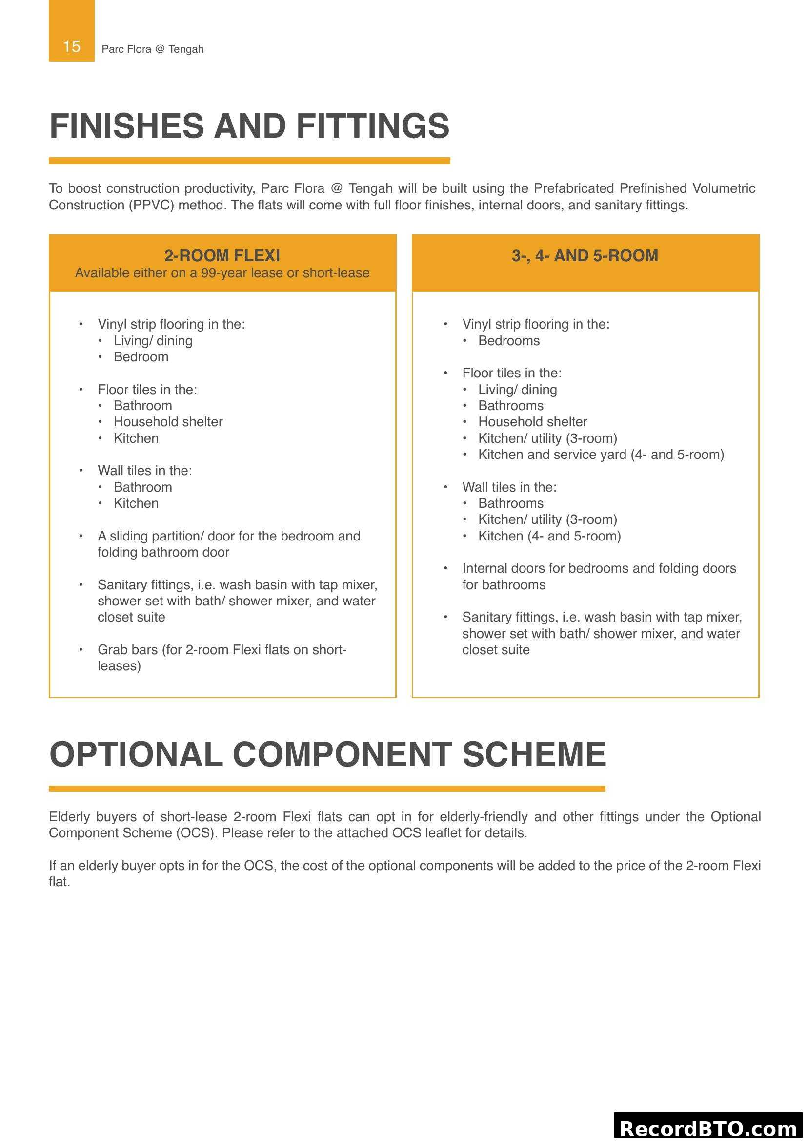 Finishes and Fittings for Parc Flora @ Tengah