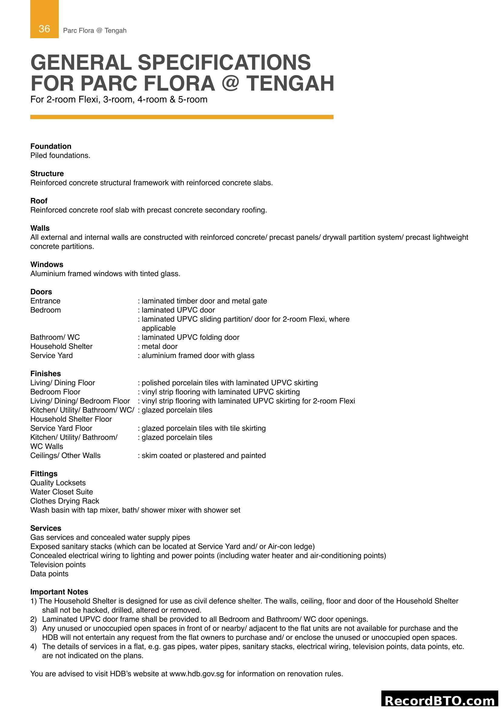 General Specifications for Parc Flora @ Tengah
