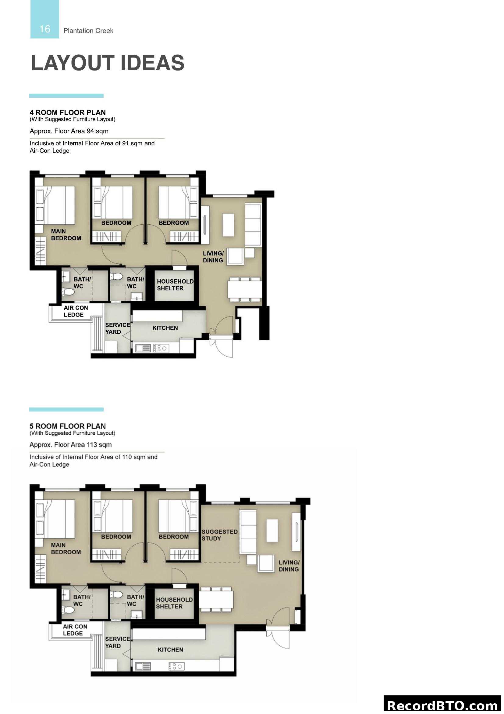 4 and 5 Room Floor Plans (Layout Ideas)