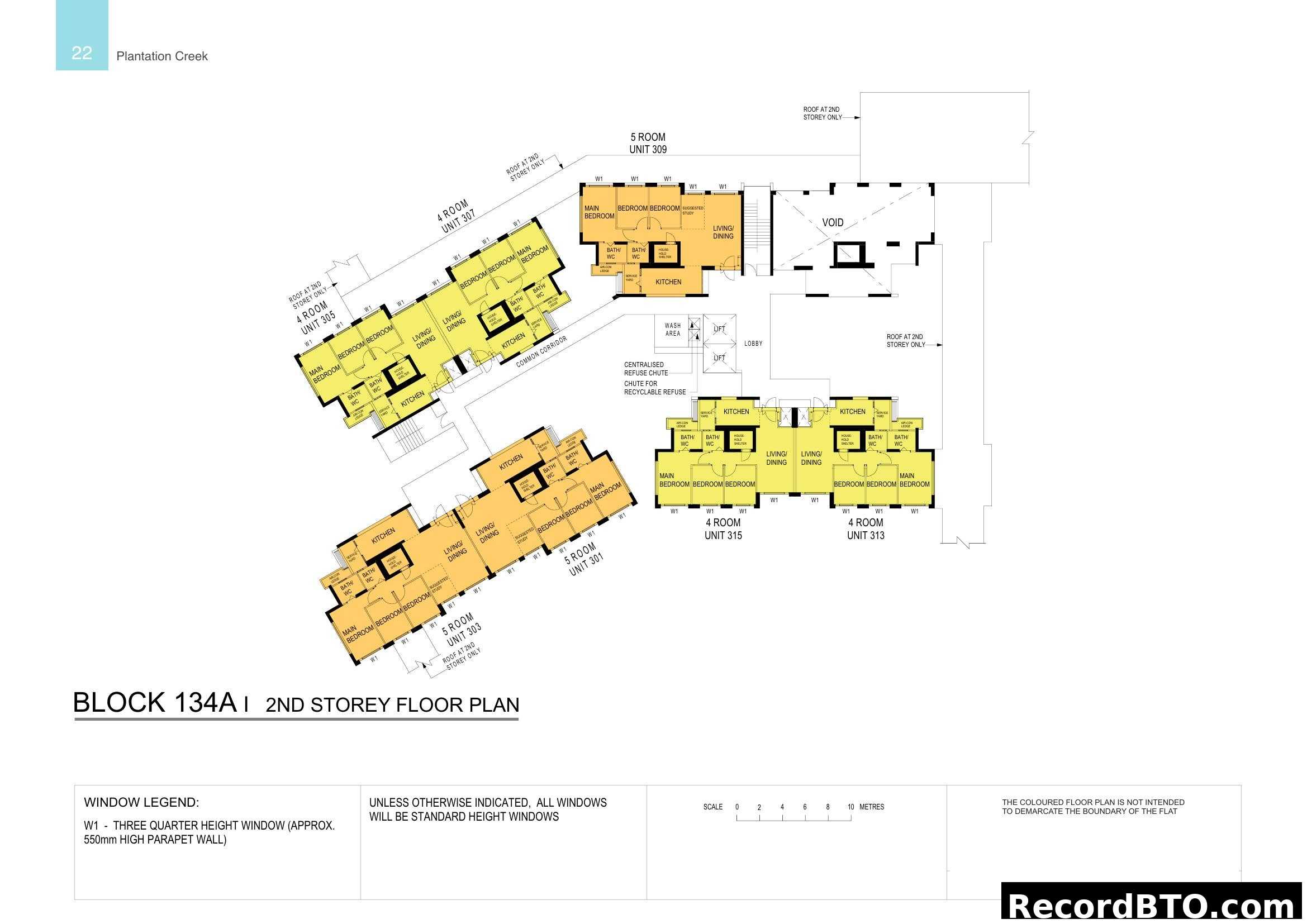 Block 134A1 2nd Storey Floor Plan at Plantation Creek