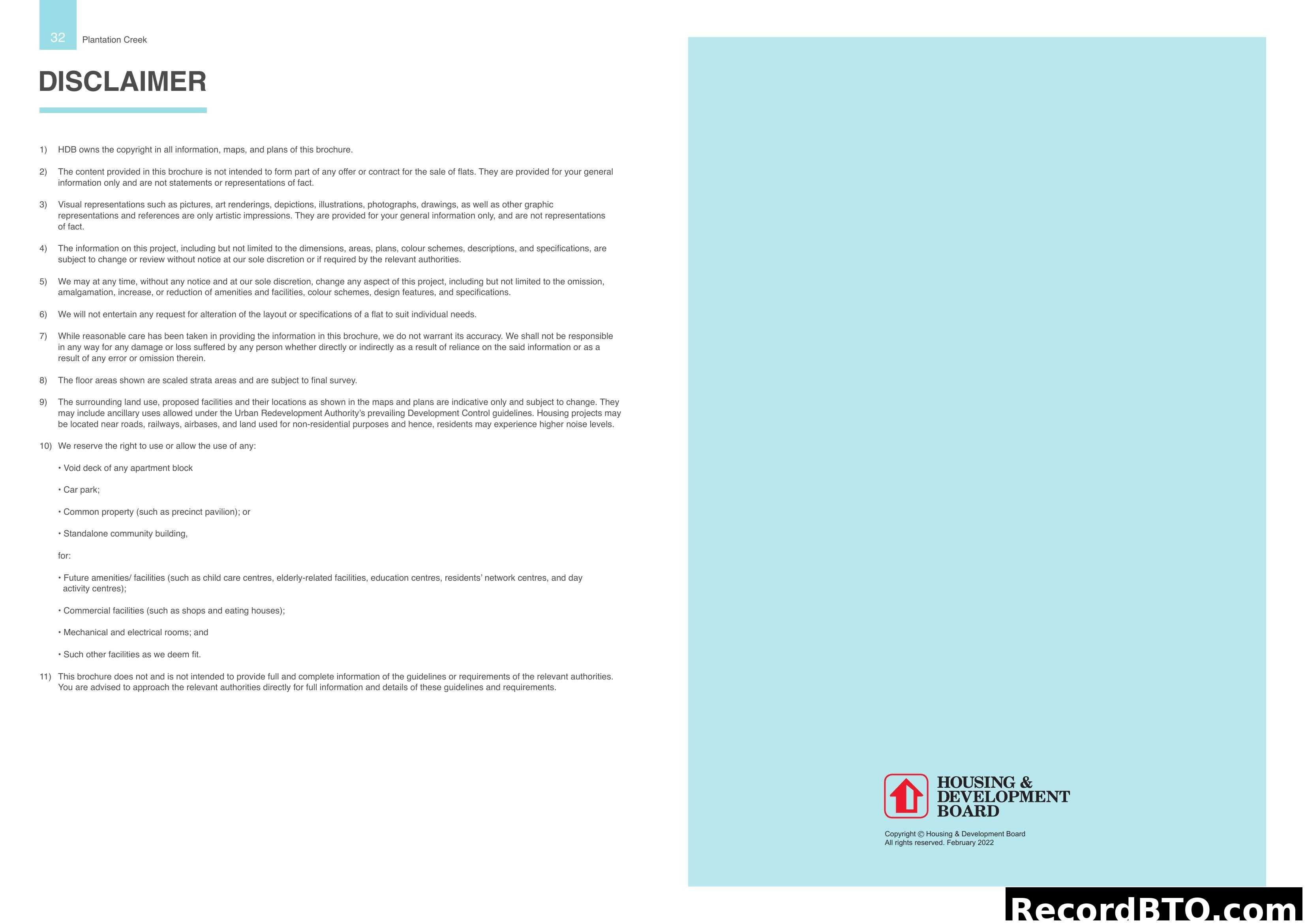 HDB Brochure Disclaimer and Terms