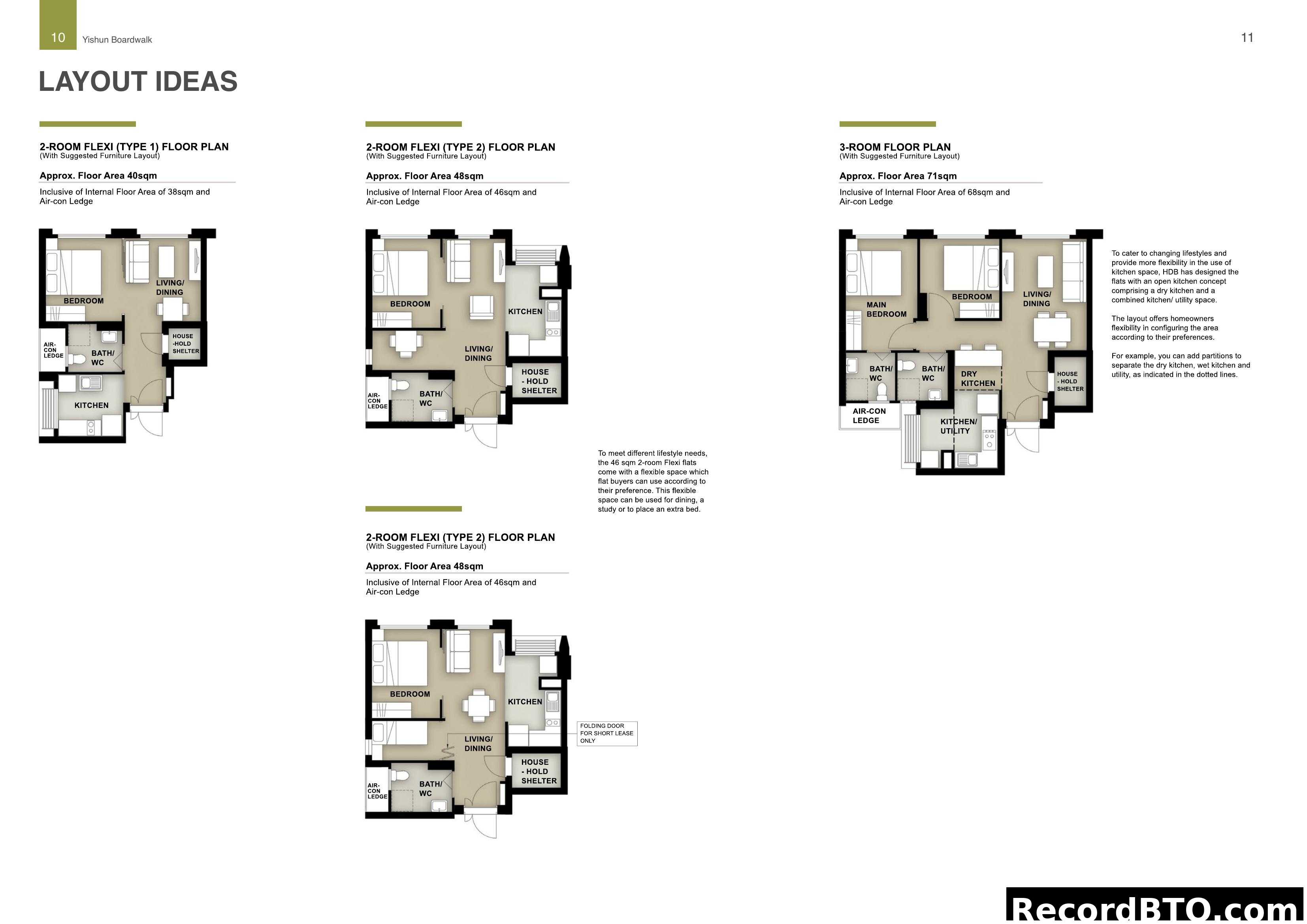 Layout Ideas: 2-Room Flexi & 3-Room Floor Plans