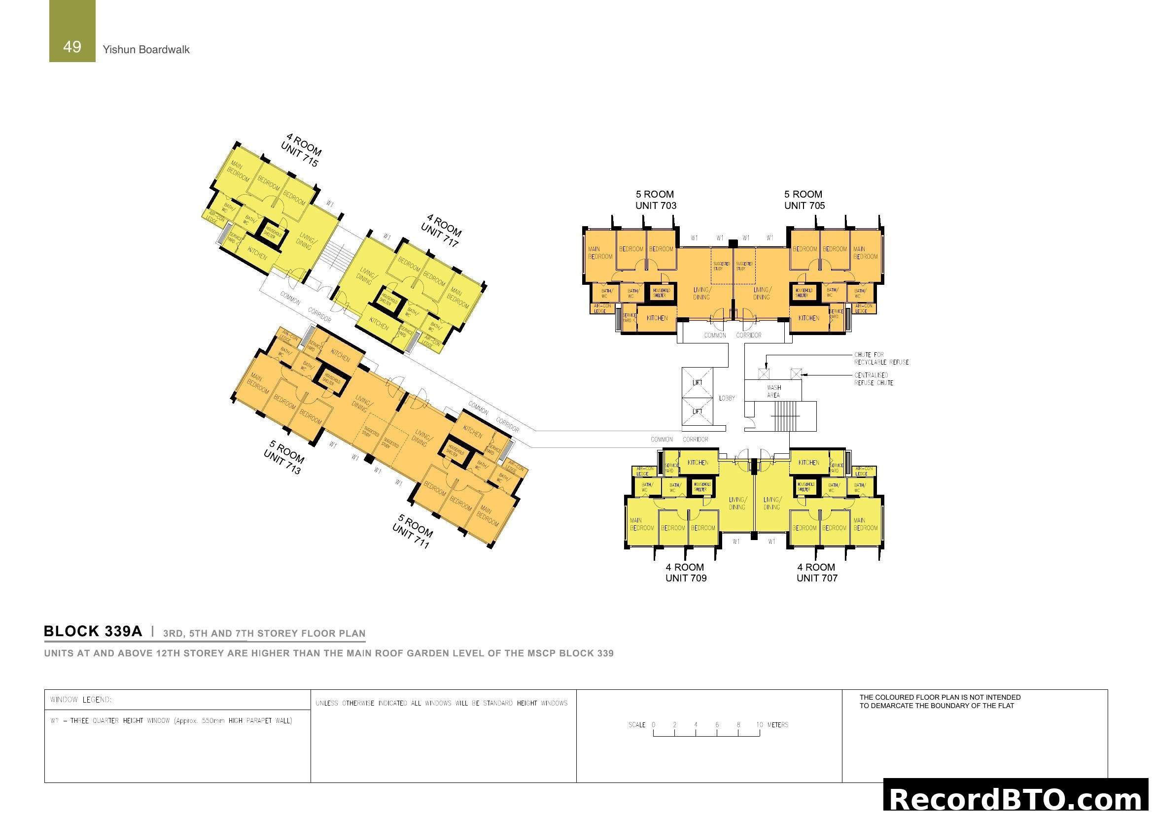 Yishun Boardwalk Block 339A 3rd, 5th & 7th Storey Floor Plan