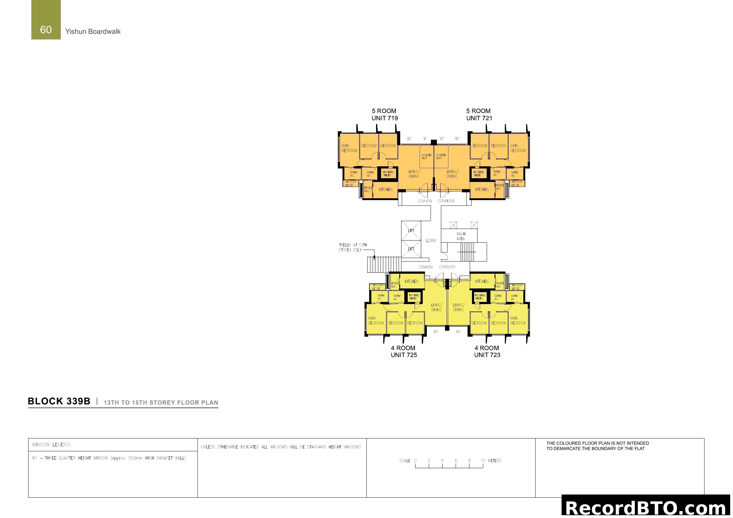 Block 339B Yishun Boardwalk 13th-15th Storey Floor Plan
