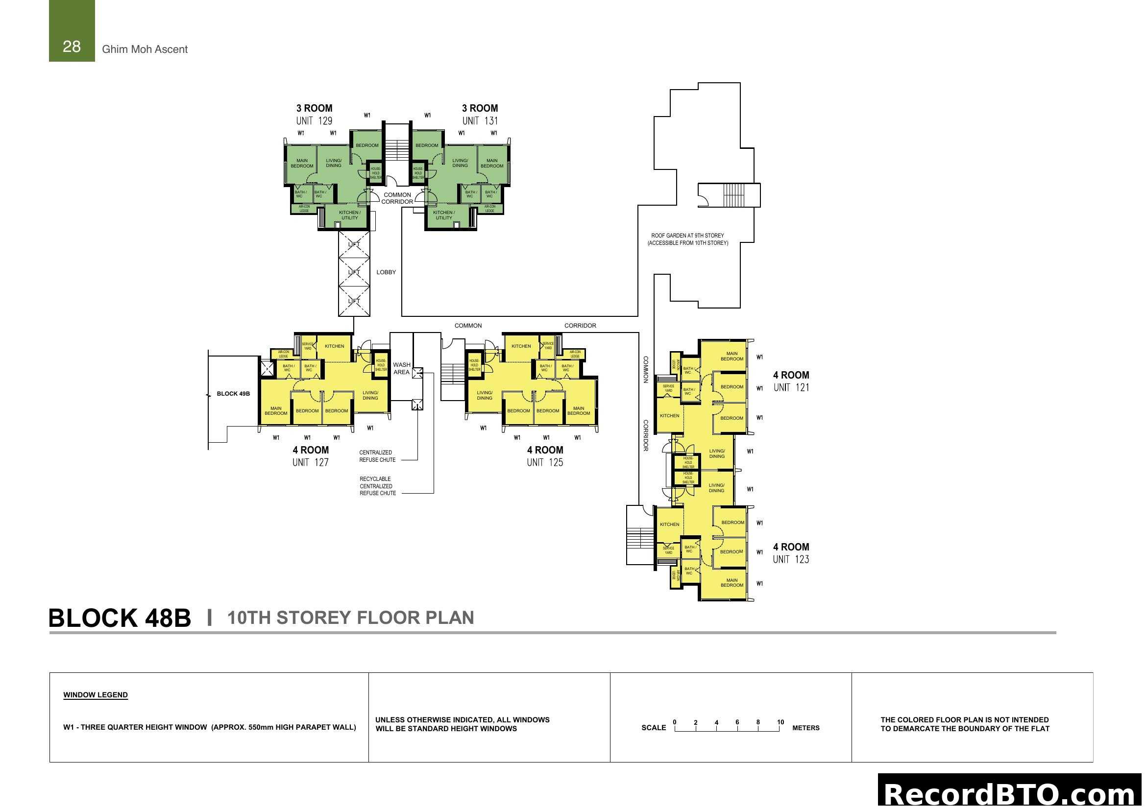 Block 48B 10th Storey Floor Plan - 3 & 4-Room Units